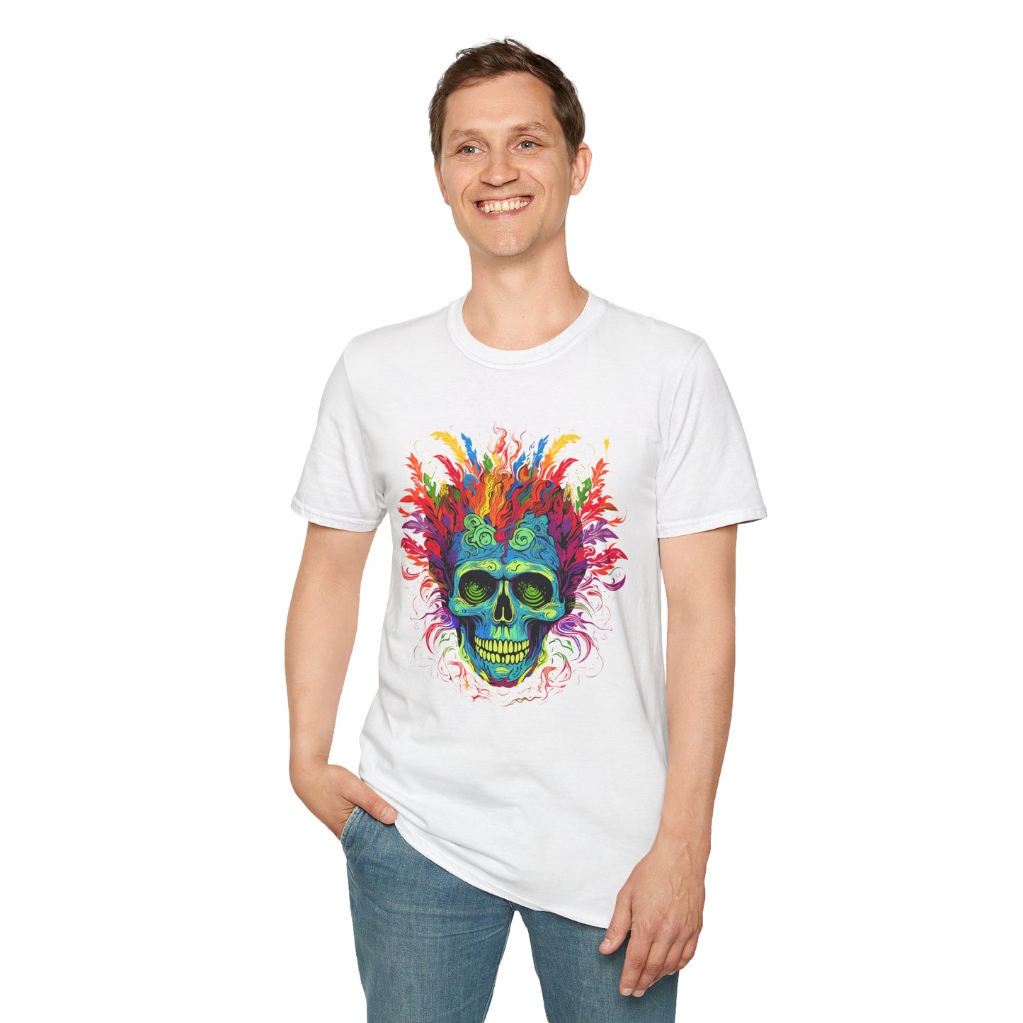 Psychedelic Skull & Feather Unisex T-Shirt | Skull Rebel Frequency