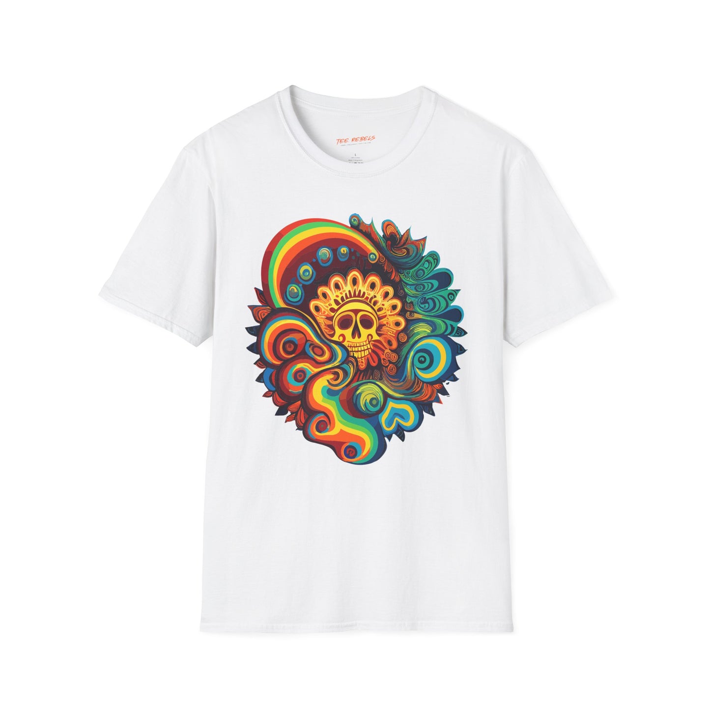 Psychedelic Skull Rainbow Unisex T-Shirt | Skull Rebel Frequency