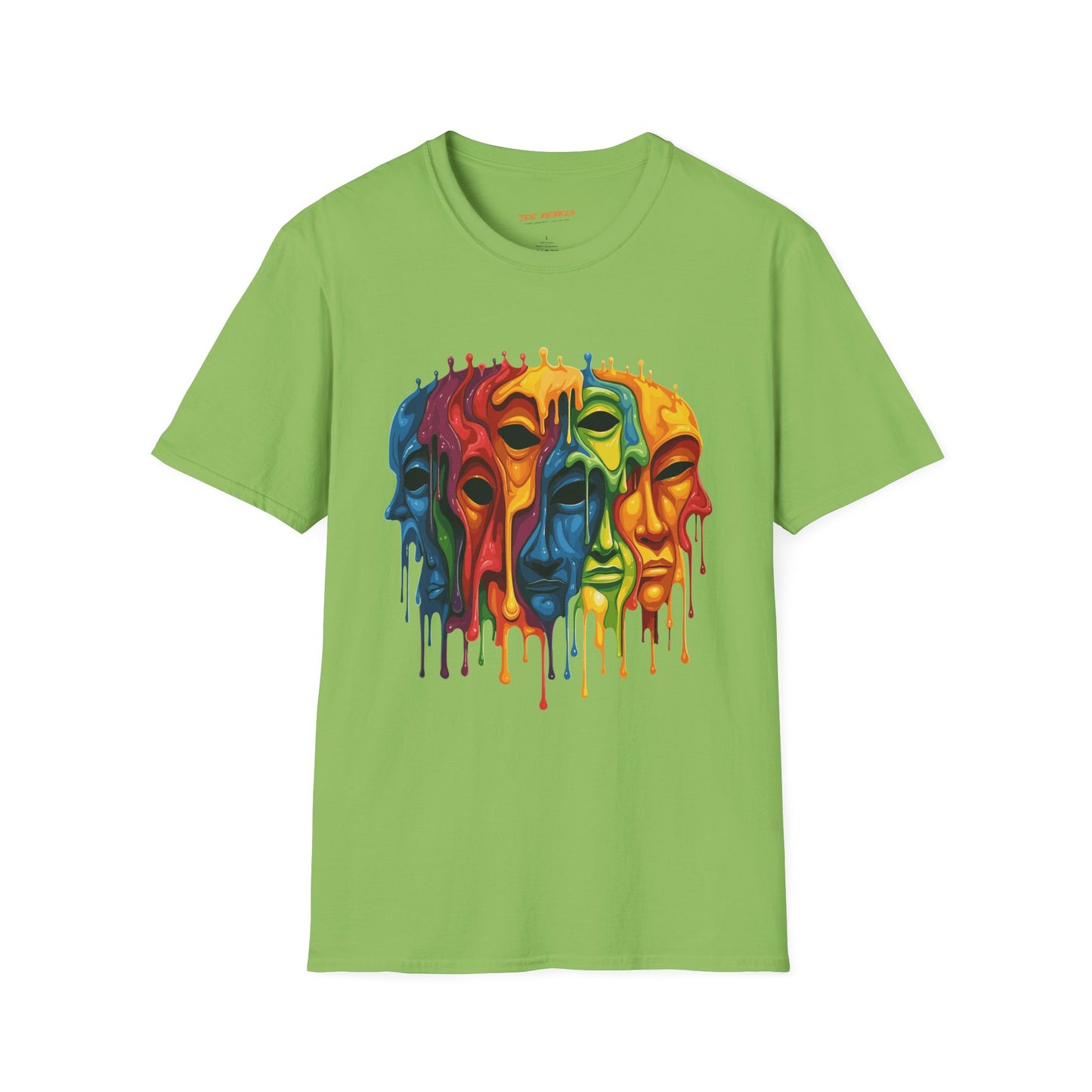 Colorful Artistic Face T-Shirt, Unisex Art Tee, Drippin Faces Art, Molten Faces