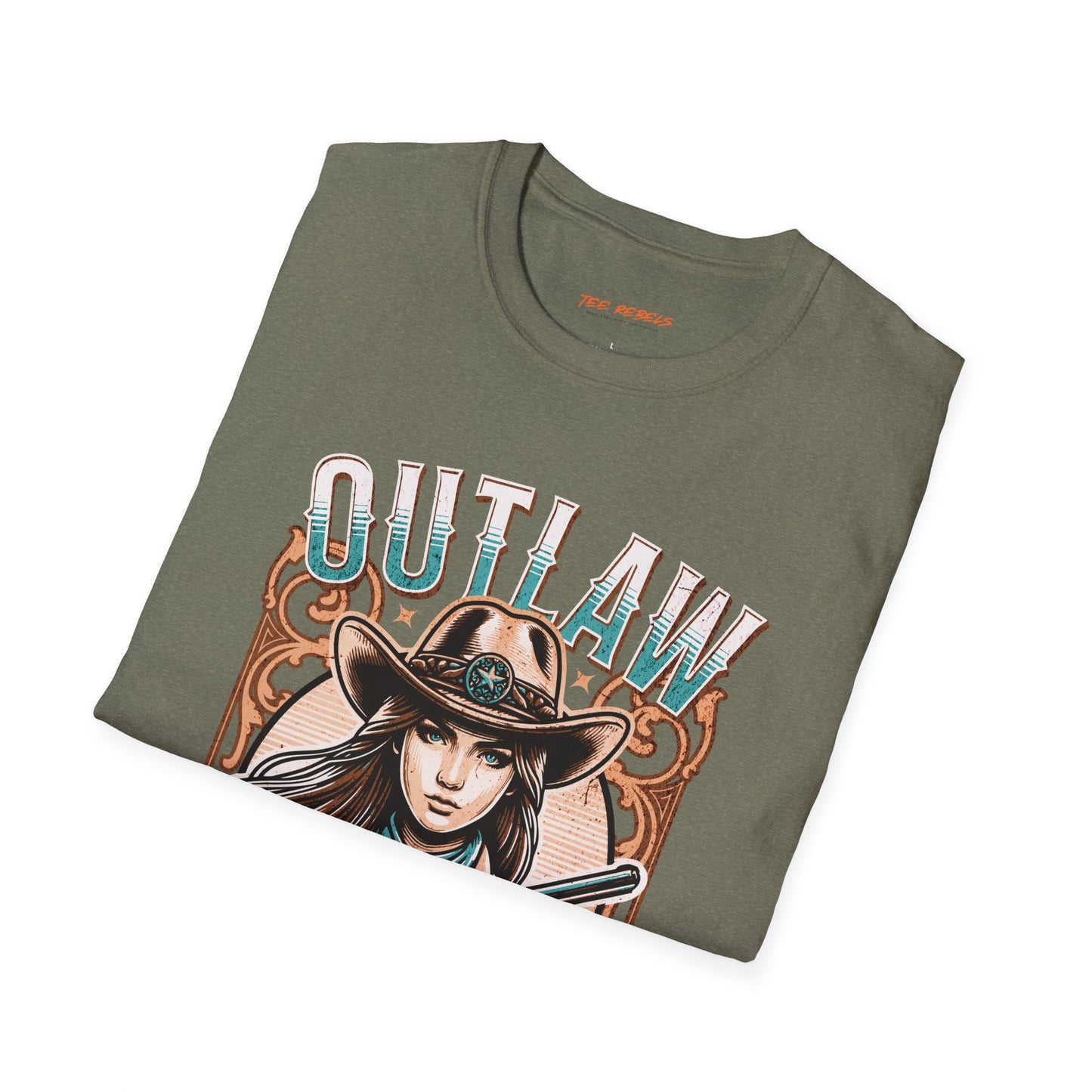 Outlaw Cowgirl Unisex Streetwear T-Shirt | Wild West Graphic T-Shirt | Western Graphic T-Shirt | Cowgirl Rebel Frequency