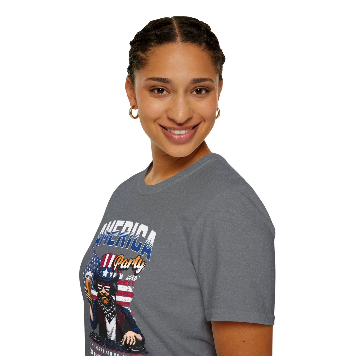 American DJ Party Unisex Streetwear T-Shirt | Graphic Design American Tee | DJ Rebel Frequency