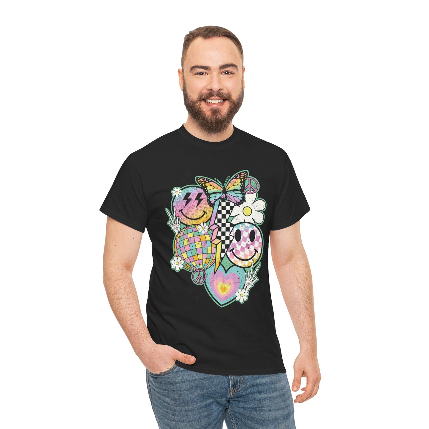 Retro Vibe Graphic Unisex Heavy Cotton Tee | Retro Rebel Frequency