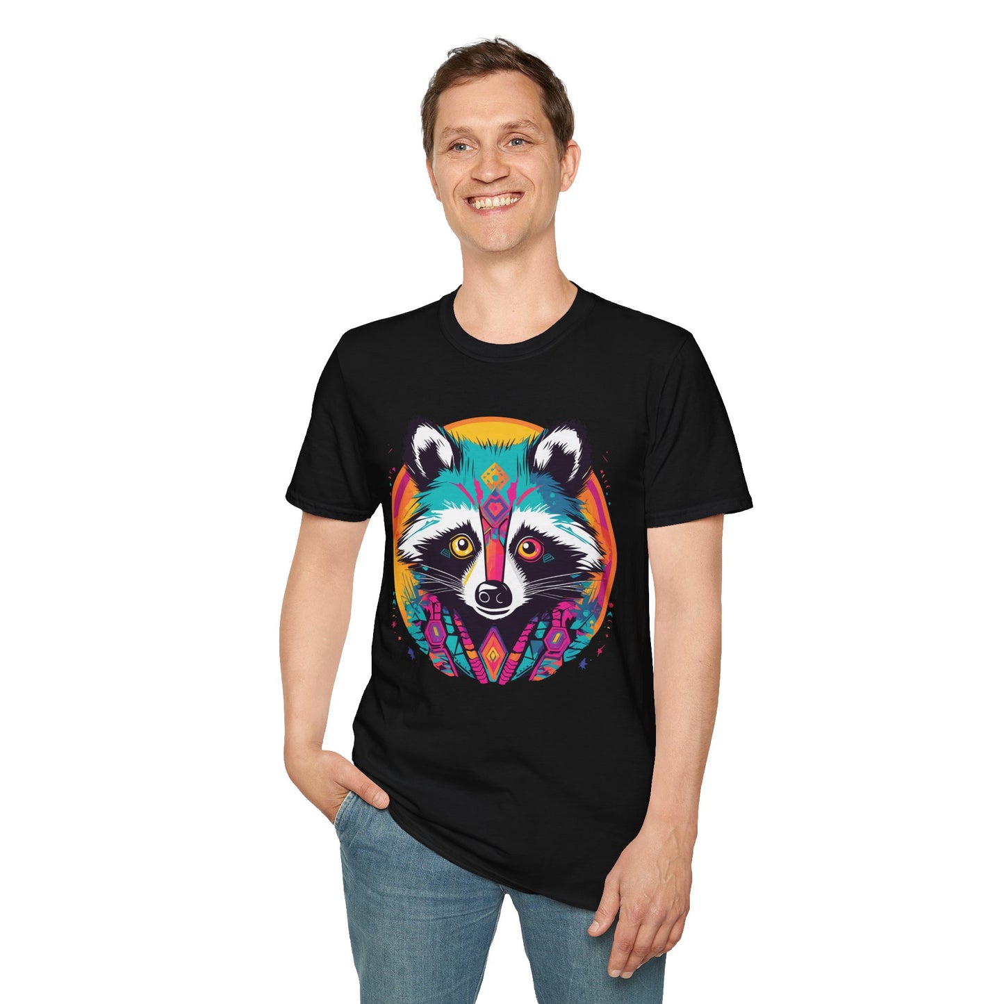 Psychedelic Raccoon Raver Unisex T-Shirt | Raccoon Rebel Frequency