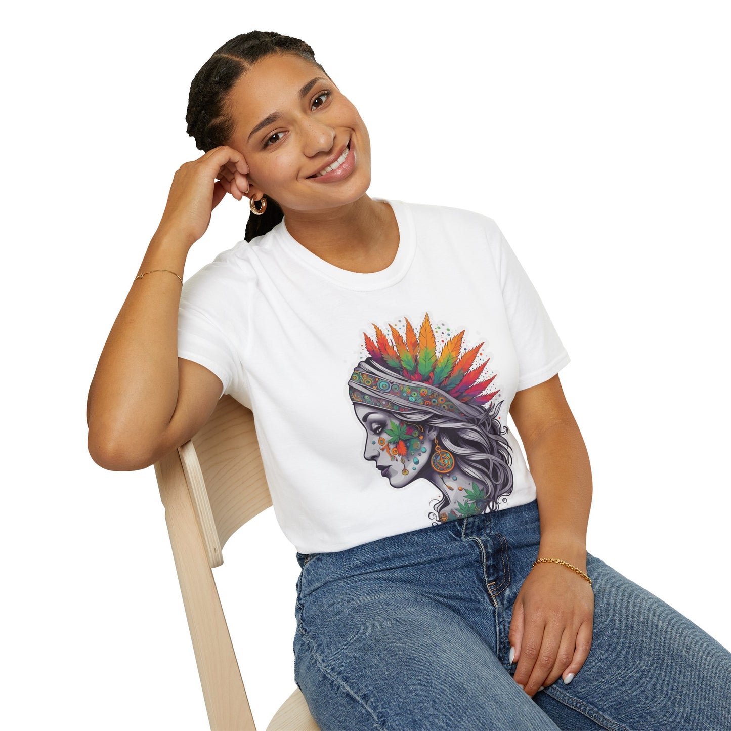 Bohemian Psychedelic Dream Lady Unisex Softstyle T-Shirt | Bohemian Rebel Frequency