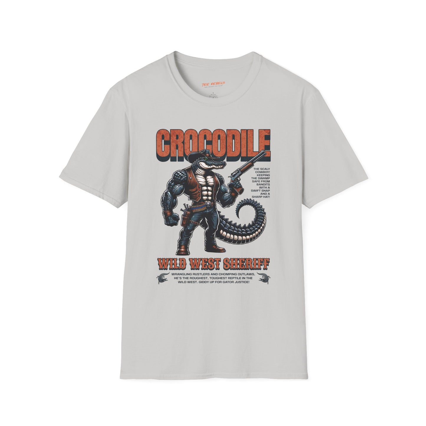 Crocodile Sheriff Unisex Streetwear T-Shirt | Wild West Sheriff Graphic T-Shirt | Crocodile Rebel Ffrequency