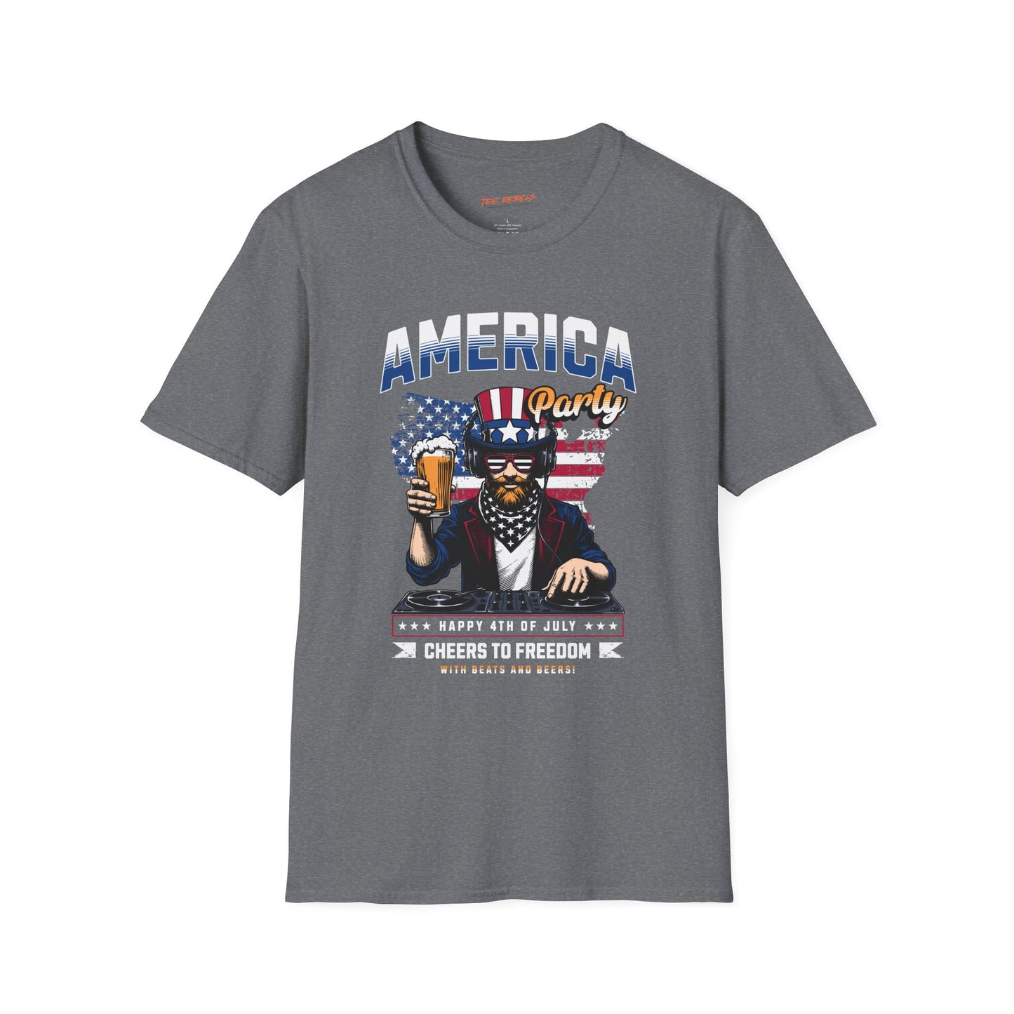 American DJ Party Unisex Streetwear T-Shirt | Graphic Design American Tee | DJ Rebel Frequency