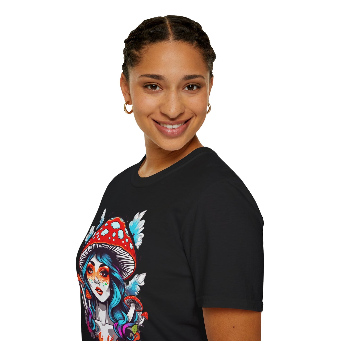 Fantasy Mushroom Lady Unisex Softstyle Tee | Mush Rebel Frequency
