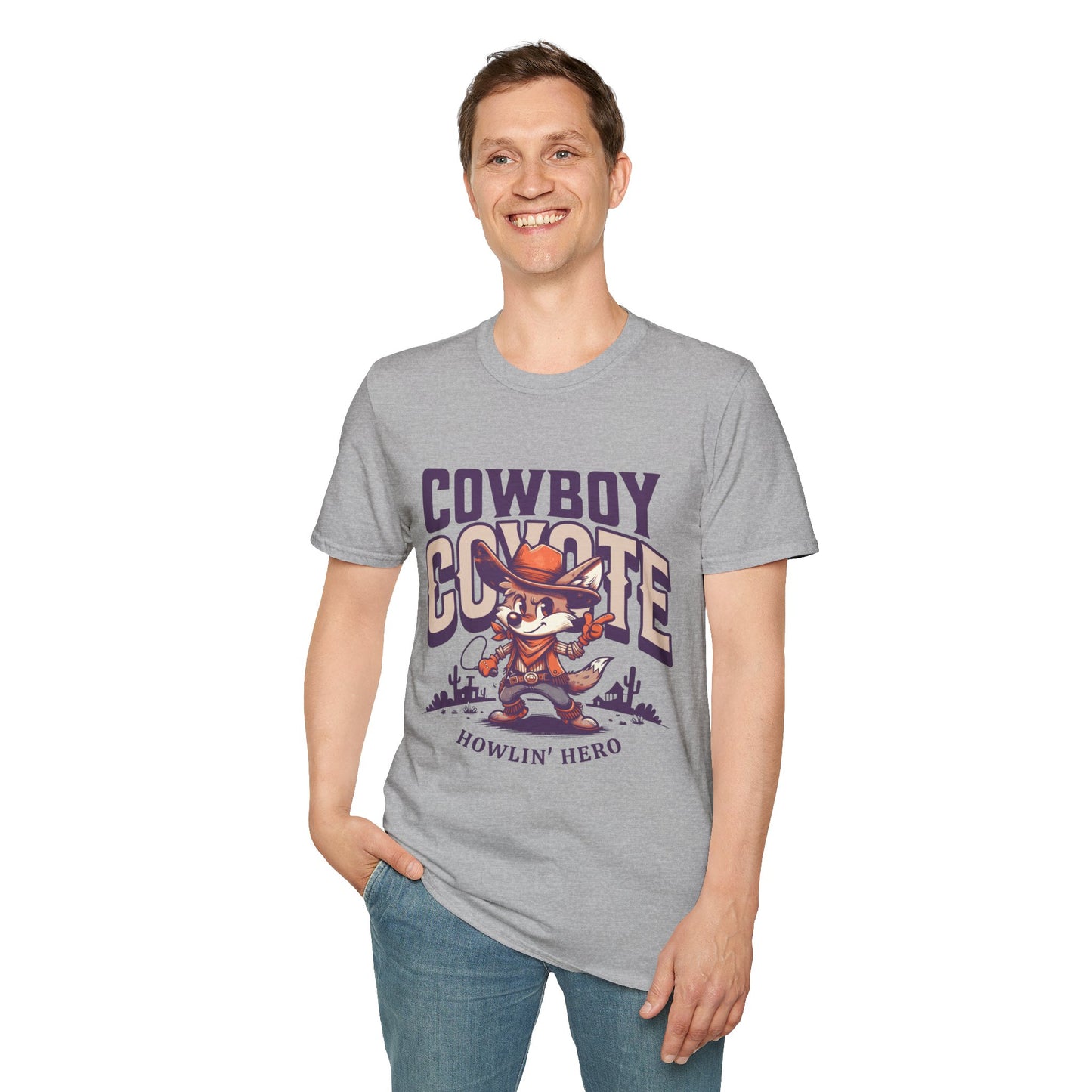 Cowboy Coyote Unisex Streetwear T-Shirt | Cowboy Graphic T-Shirt | Coyote Rebel Frequency