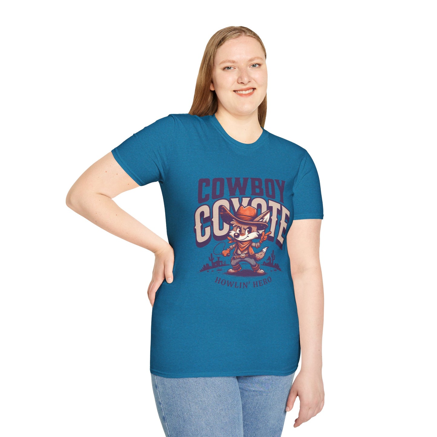 Cowboy Coyote Unisex Streetwear T-Shirt | Cowboy Graphic T-Shirt | Coyote Rebel Frequency