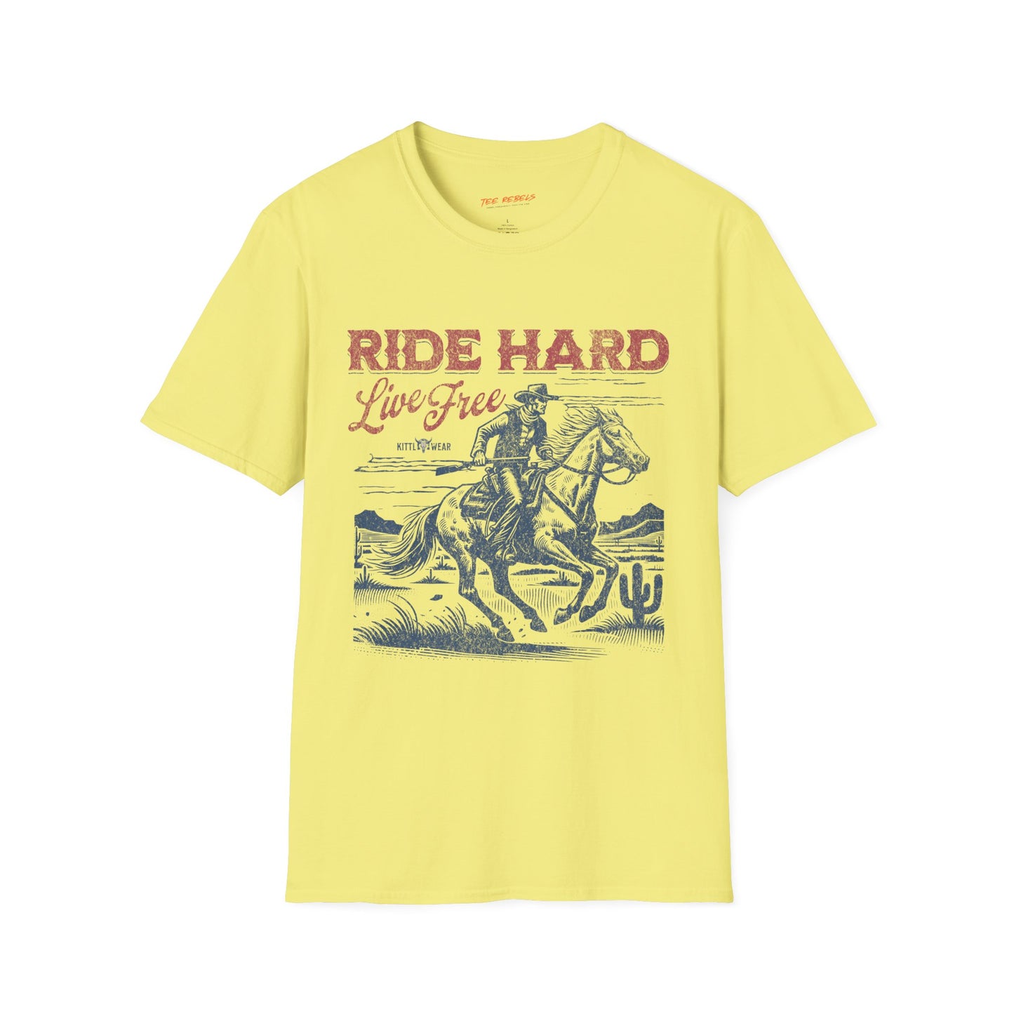 Ride Hard Live Free Unisex Streetwear T-Shirt | American Cowboy Graphic T-Shirt | Cowboy Rebel Frequency