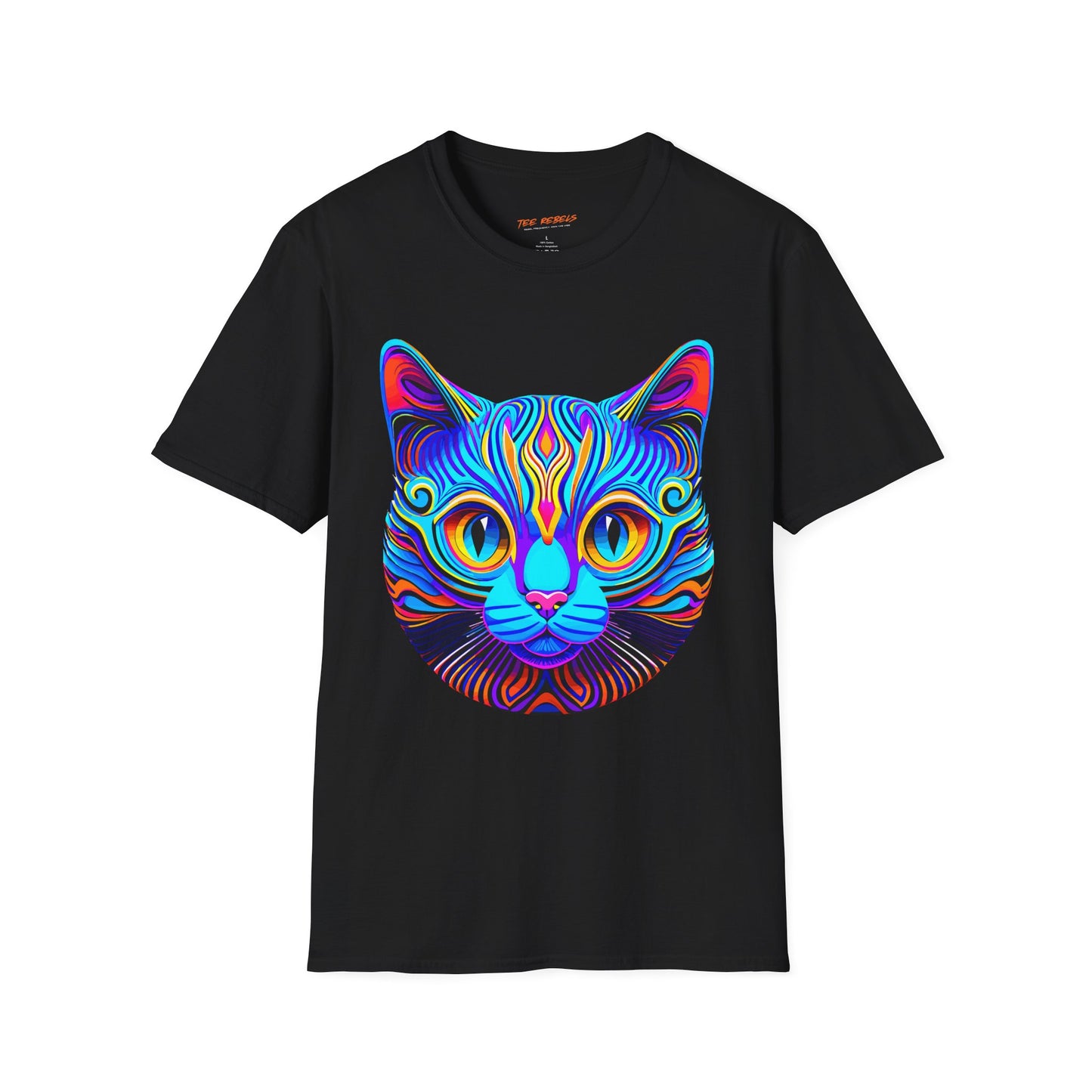 Psychedelic Synthwave Cat Unisex T-Shirt | Cat Rebel Frequency