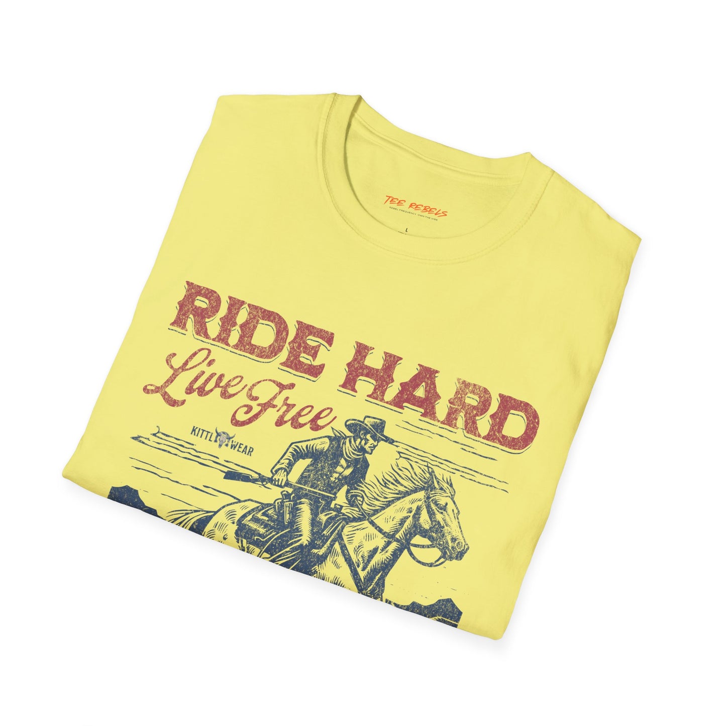 Ride Hard Live Free Unisex Streetwear T-Shirt | American Cowboy Graphic T-Shirt | Cowboy Rebel Frequency