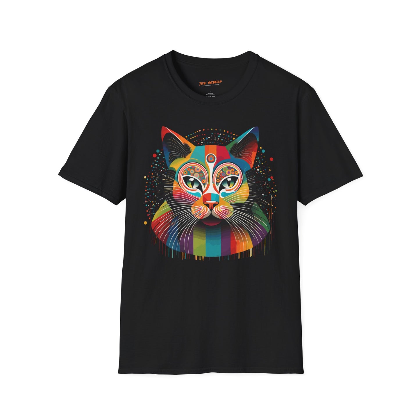 Psychedelic Rainbow Cat Unisex Streetwear T-Shirt | Cat Rebel Frequency