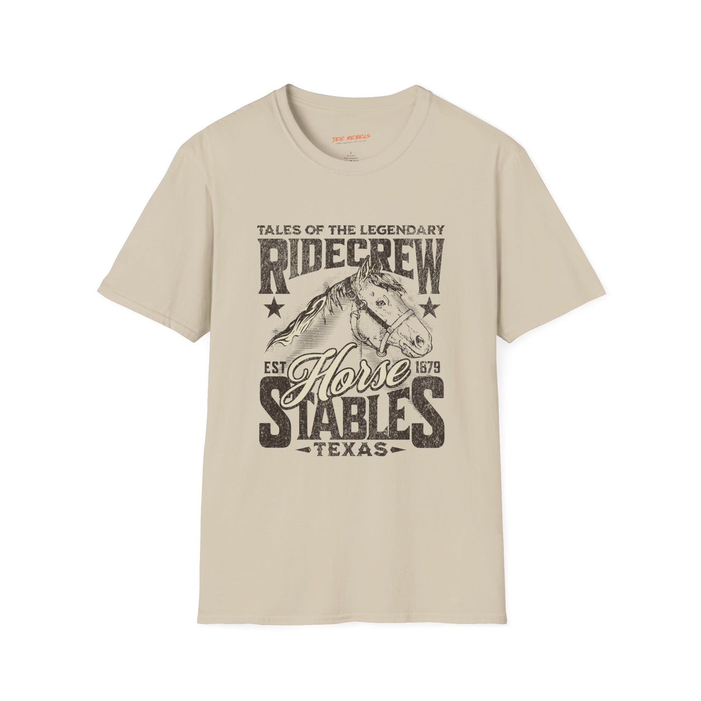Ridecrew Stables Texas Unisex Streetwear T-Shirt | Horse Graphic T-Shirt | Horse Rebel Frequency