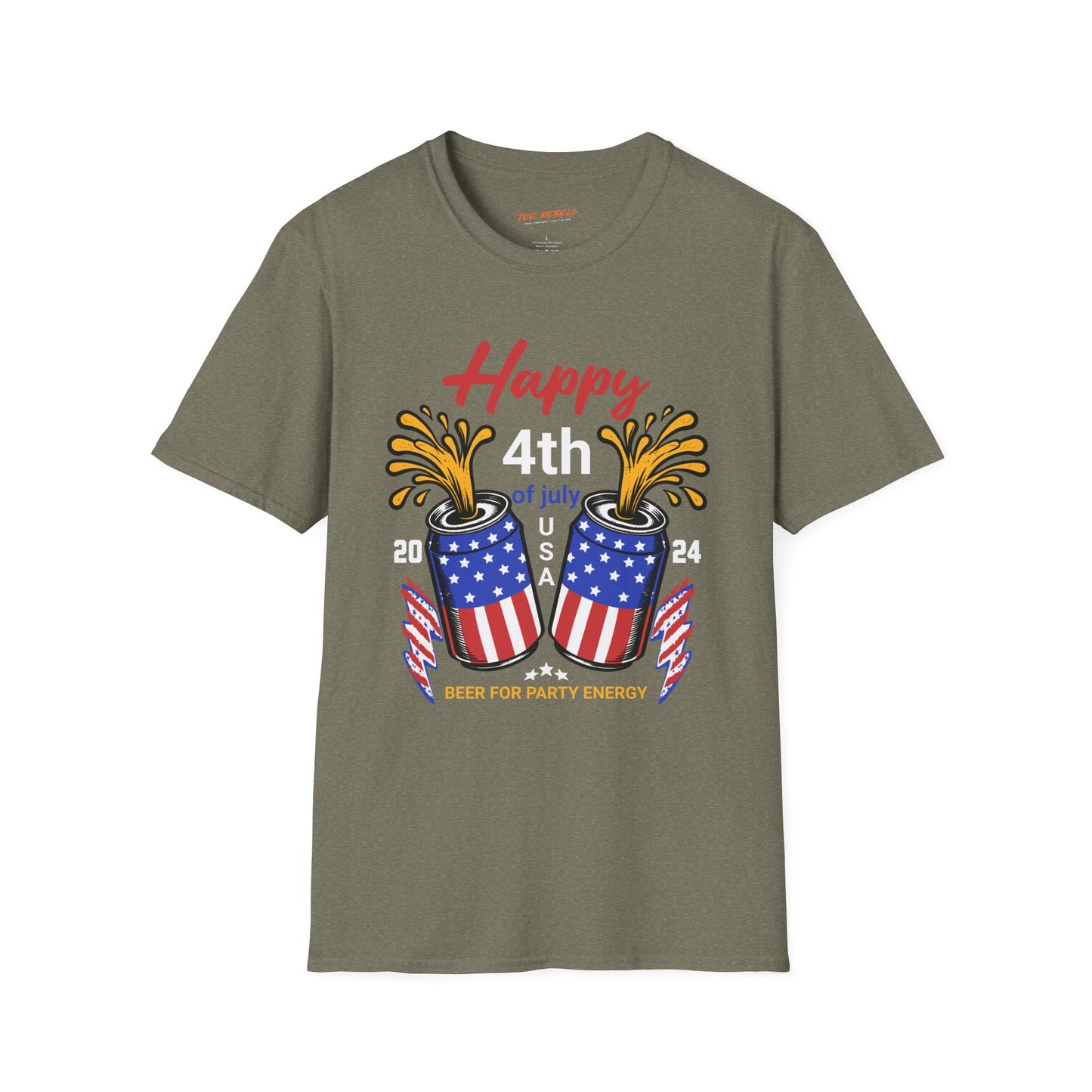 Happy 4th and Beer Cans Unisex Streetwear T-Shirt | USA Graphic Design | Beer Rebel Frequency