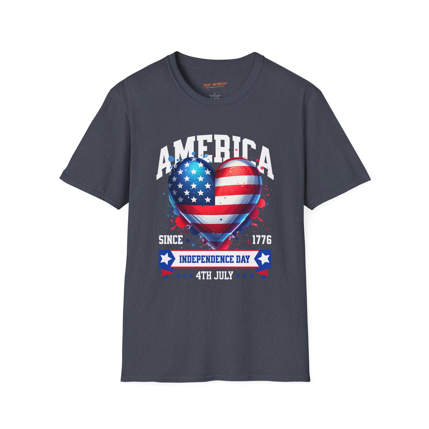 4th of July Heart America Unisex Streetwear T-Shirt | America Graphic T-Shirt | America Rebel Frequency