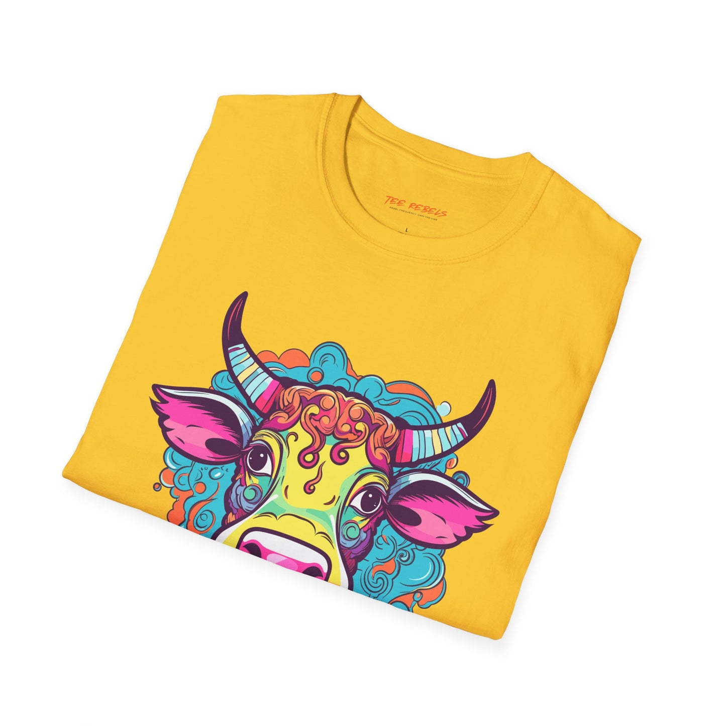 Psychedelic Cow TeeShirt, Fun Farm Animal TeeShirt | Cow Frequency