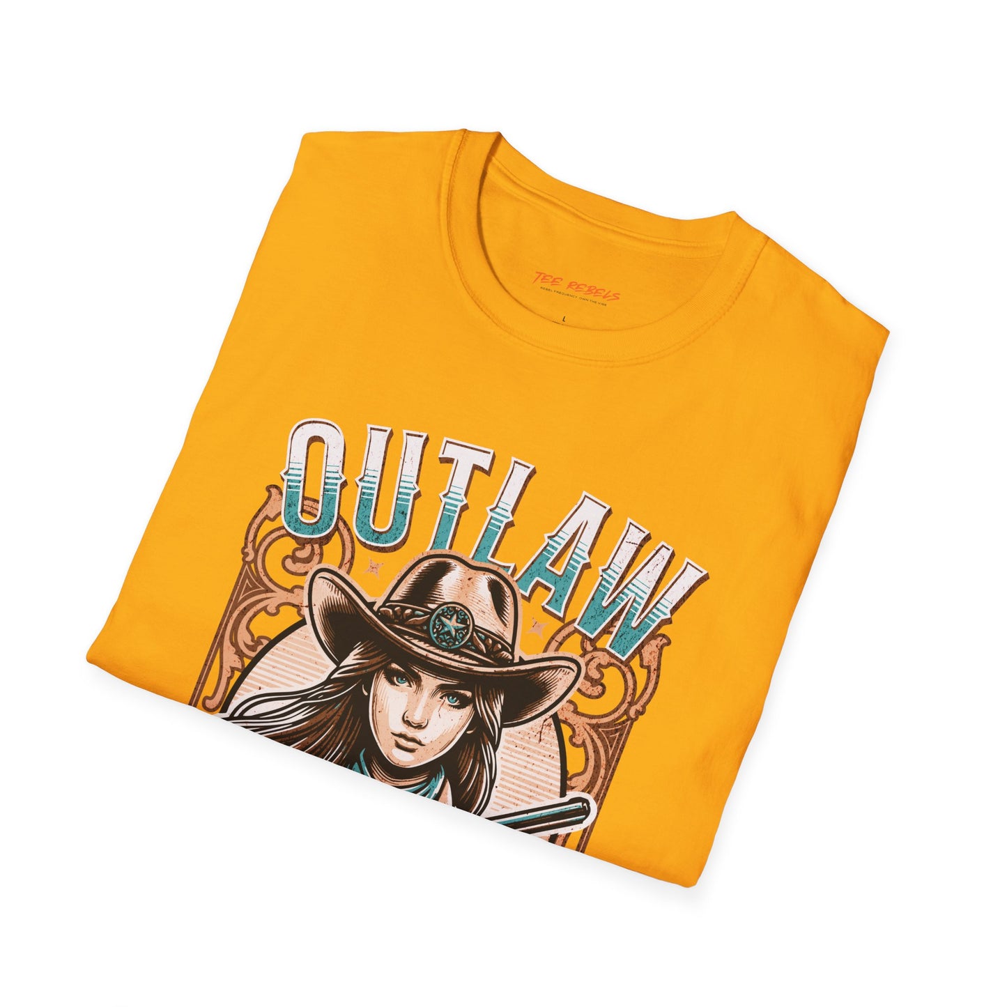 Outlaw Cowgirl Unisex Streetwear T-Shirt | Wild West Graphic T-Shirt | Western Graphic T-Shirt | Cowgirl Rebel Frequency