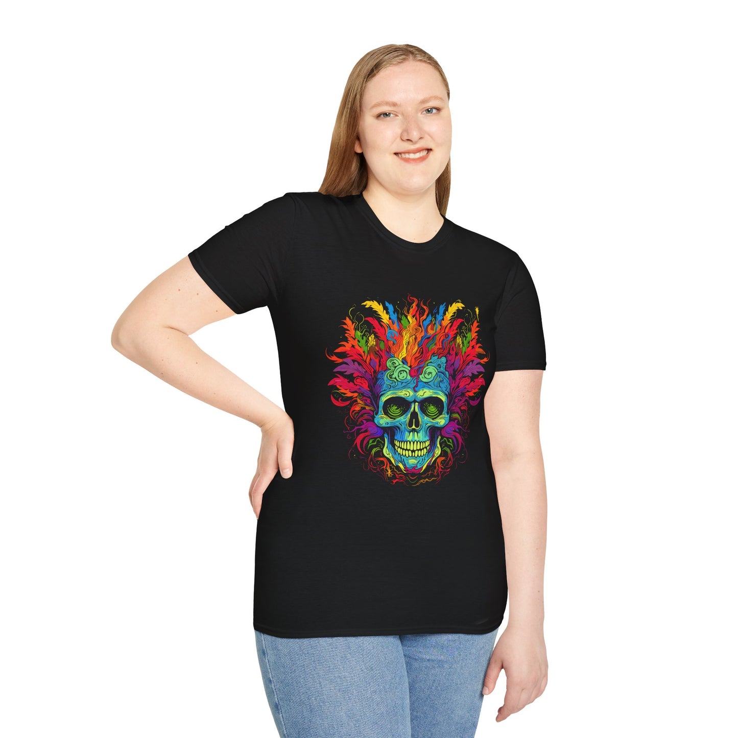 Psychedelic Skull & Feather Unisex T-Shirt | Skull Rebel Frequency