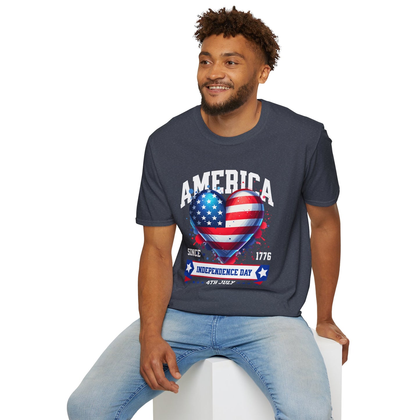 4th of July Heart America Unisex Streetwear T-Shirt | America Graphic T-Shirt | America Rebel Frequency