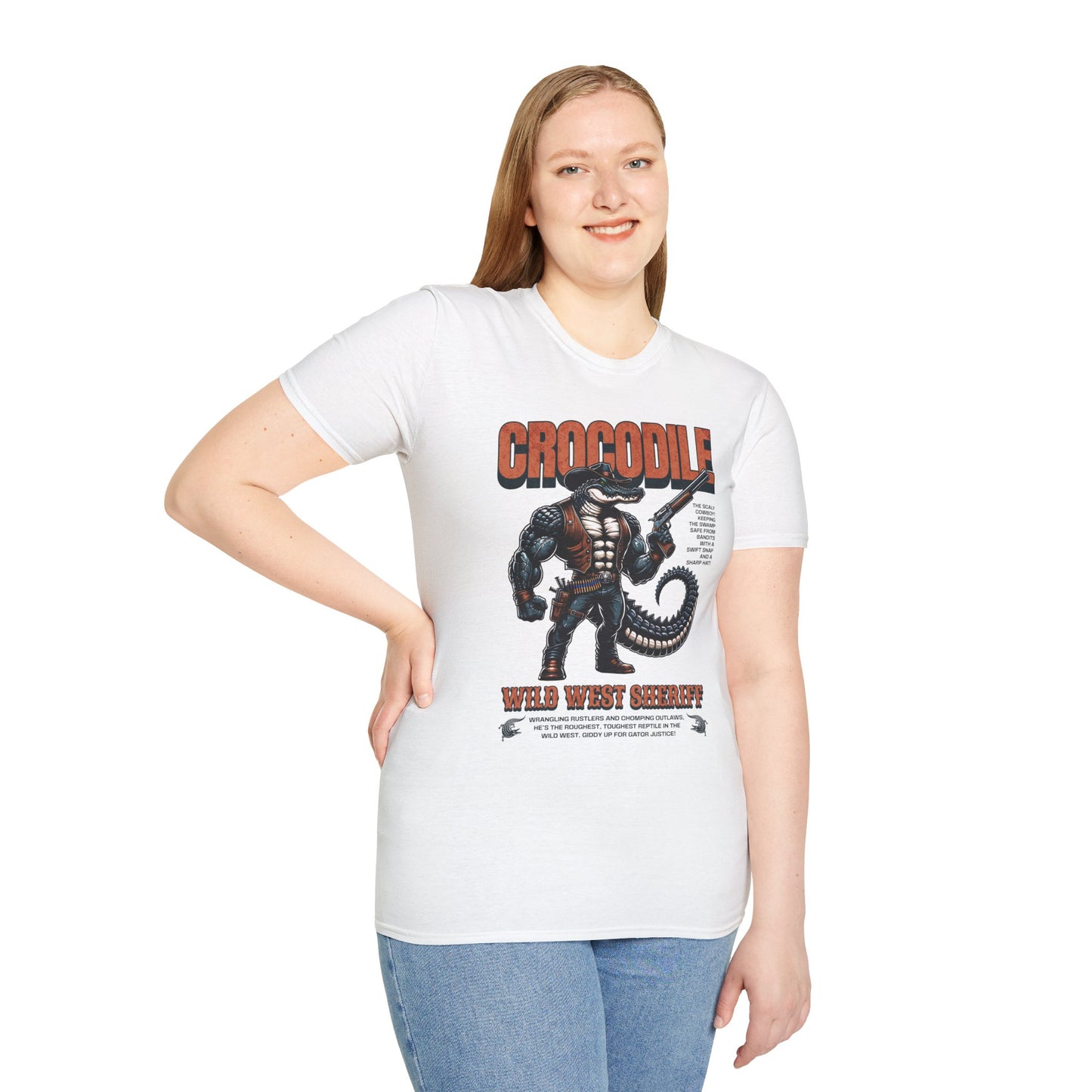 Crocodile Sheriff Unisex Streetwear T-Shirt | Wild West Sheriff Graphic T-Shirt | Crocodile Rebel Ffrequency