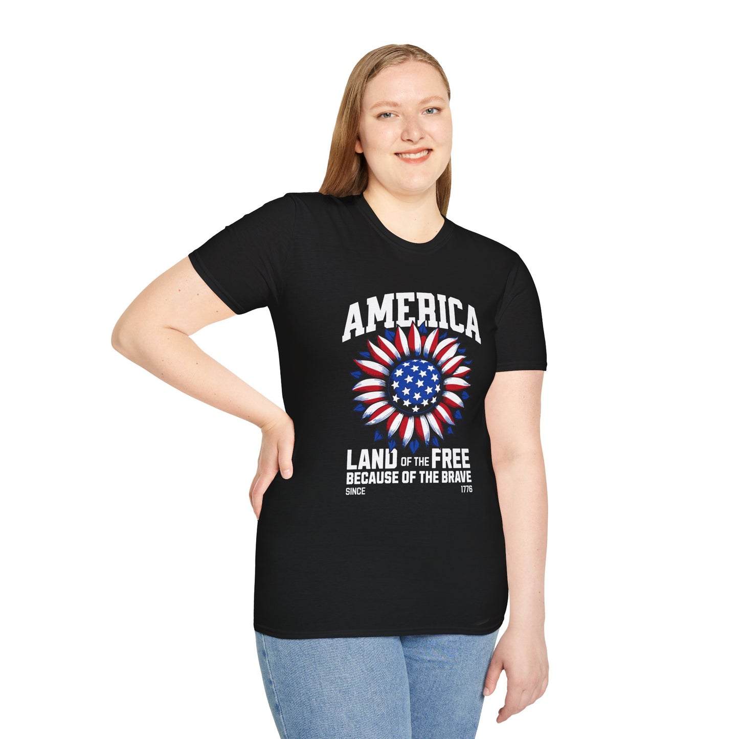 America Land of the Free Unisex Streetwear T-Shirt | America Graphic Design | America Rebel Frequency