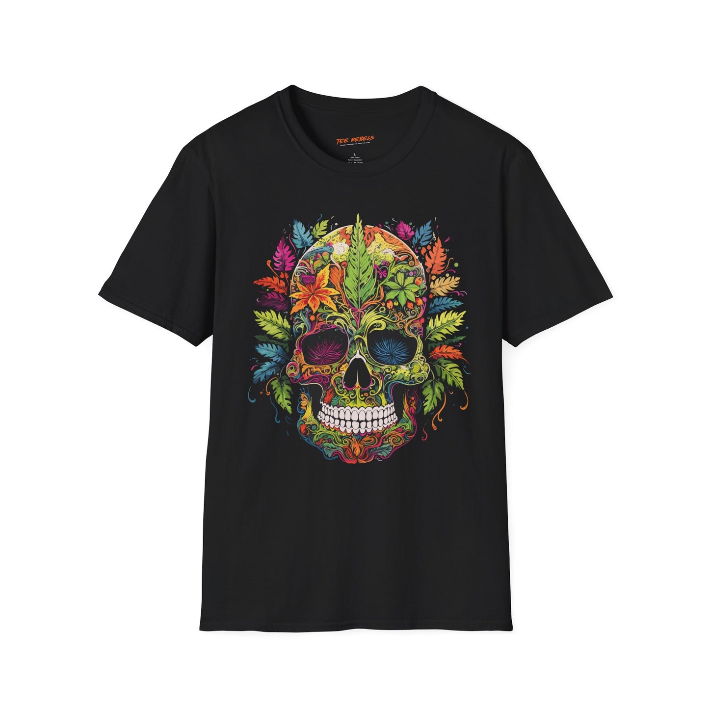 Psychedelic Skull Floral Leafy Unisex T-Shirt | Skull Rebel Frequency