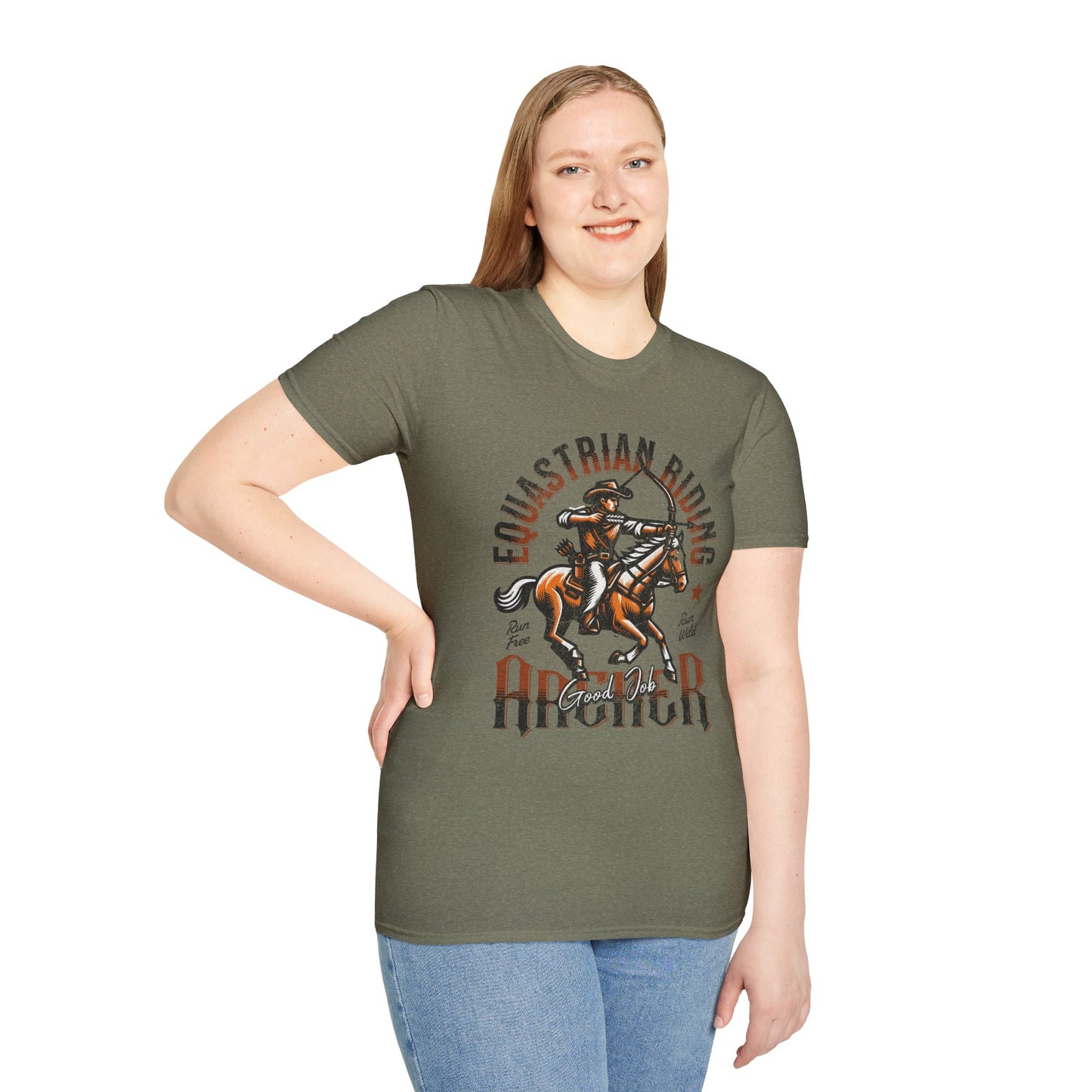 Equestrian Riding Good Job Archer Unisex Streetwear T-Shirt | American Cowboy Graphic T-Shirt | Equestrian Rebel Frequency