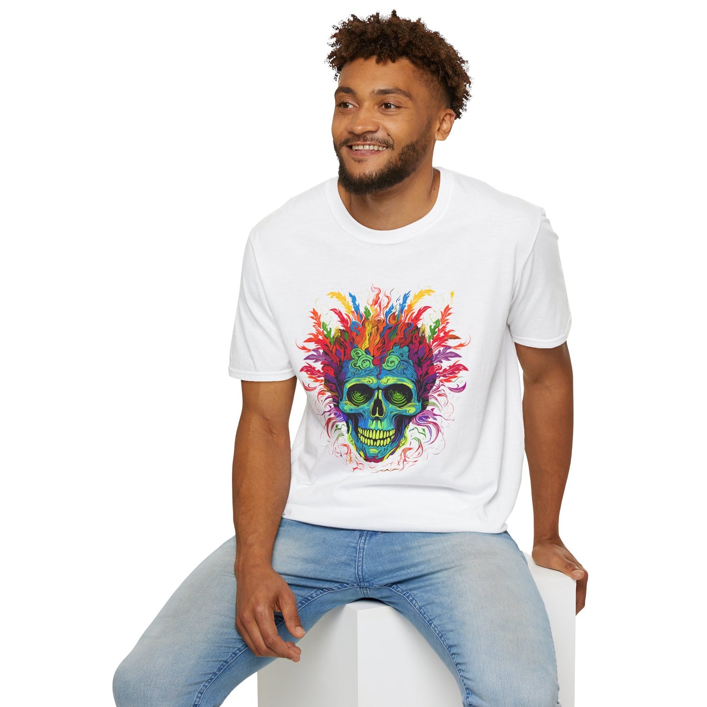Psychedelic Skull & Feather Unisex T-Shirt | Skull Rebel Frequency