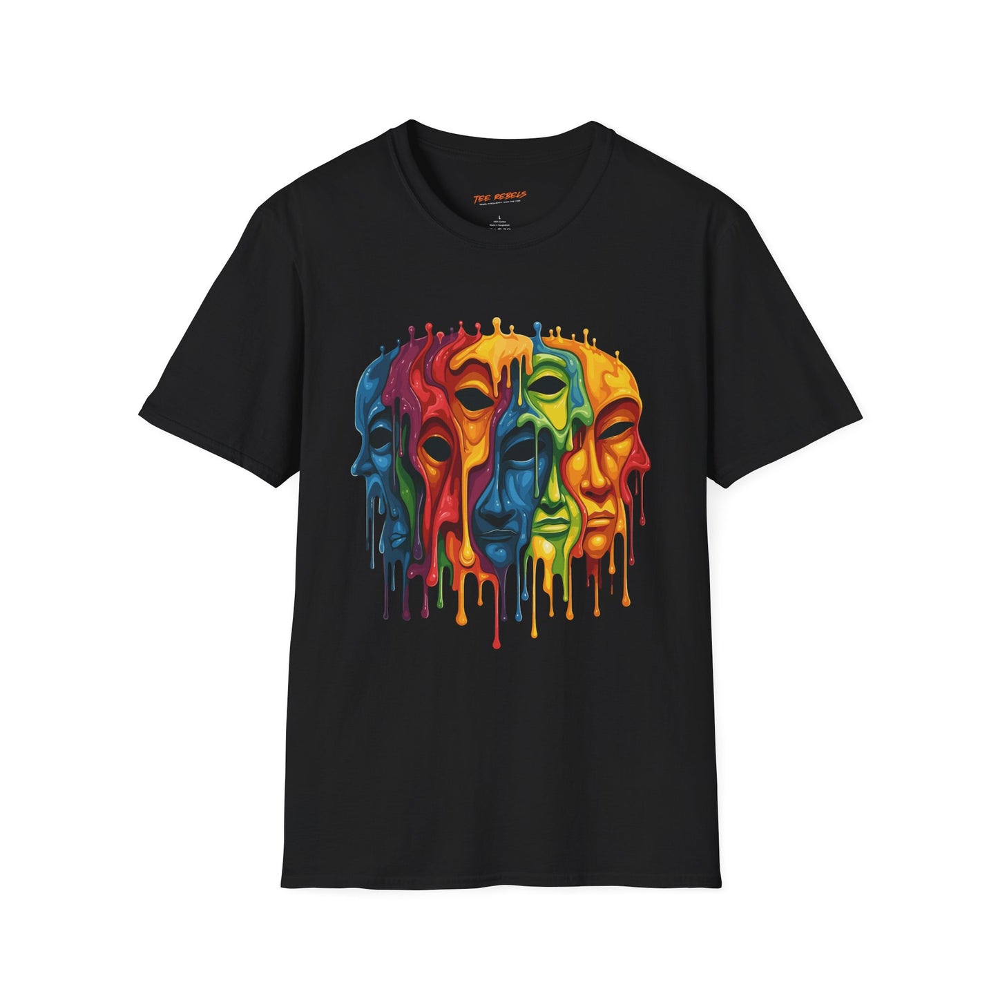 Colorful Artistic Face T-Shirt, Unisex Art Tee, Drippin Faces Art, Molten Faces