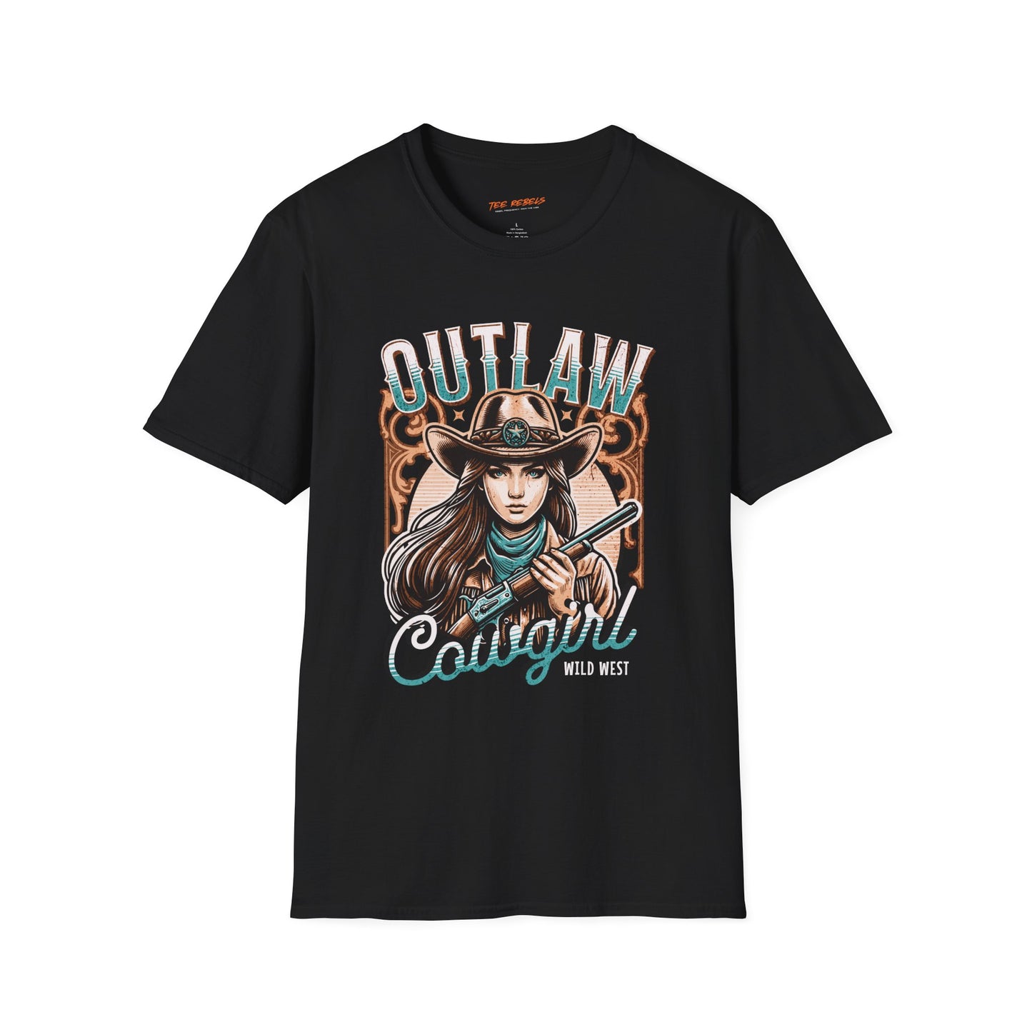 Outlaw Cowgirl Unisex Streetwear T-Shirt | Wild West Graphic T-Shirt | Western Graphic T-Shirt | Cowgirl Rebel Frequency