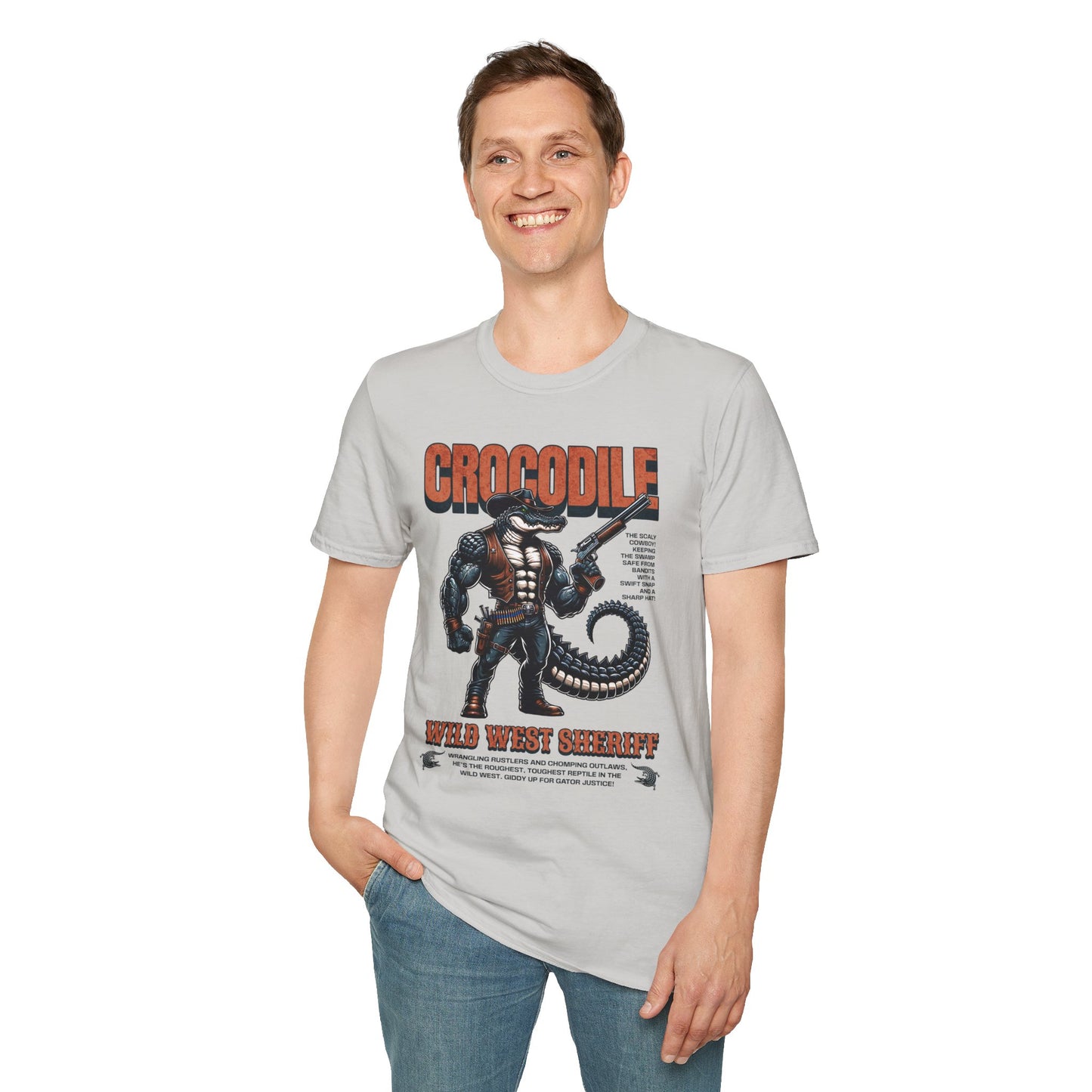 Crocodile Sheriff Unisex Streetwear T-Shirt | Wild West Sheriff Graphic T-Shirt | Crocodile Rebel Ffrequency