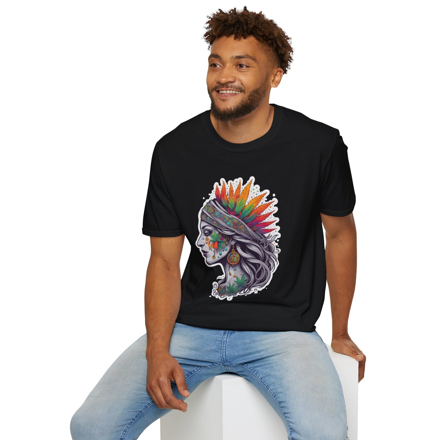 Bohemian Psychedelic Dream Lady Unisex Softstyle T-Shirt | Bohemian Rebel Frequency
