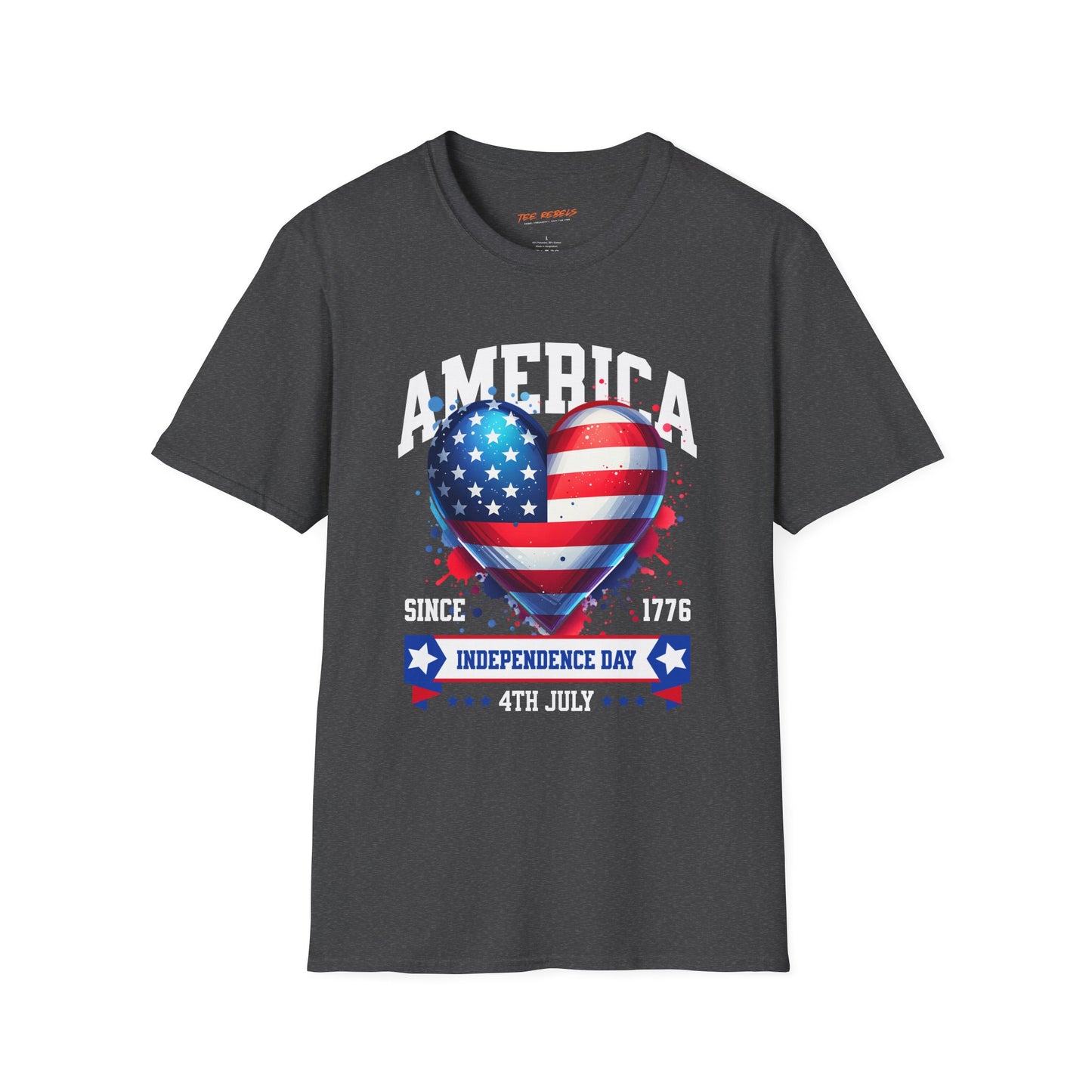 4th of July Heart America Unisex Streetwear T-Shirt | America Graphic T-Shirt | America Rebel Frequency