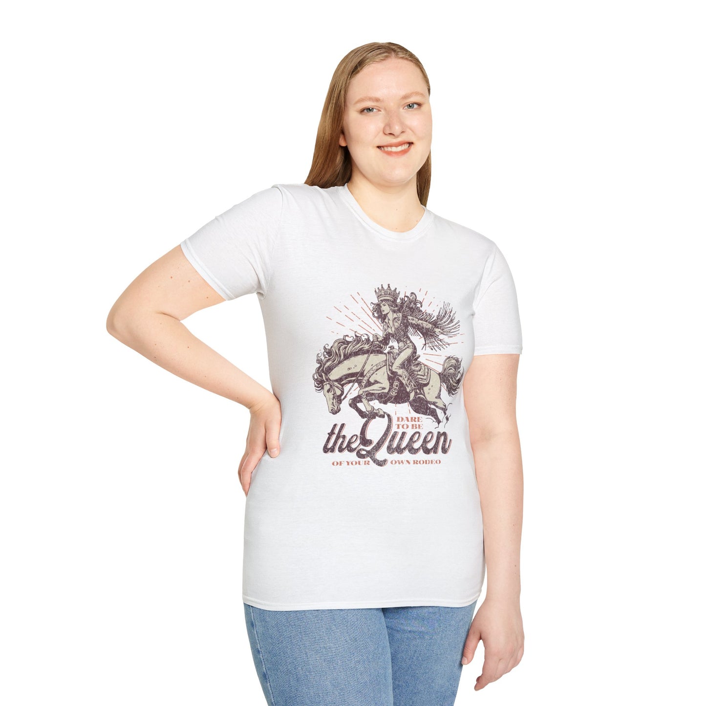 Dare to be the Queen of the Rodeo Unisex Streetwear T-Shirt | American Cowgirl Graphic T-Shirt | Rodeo Rebel Frequency