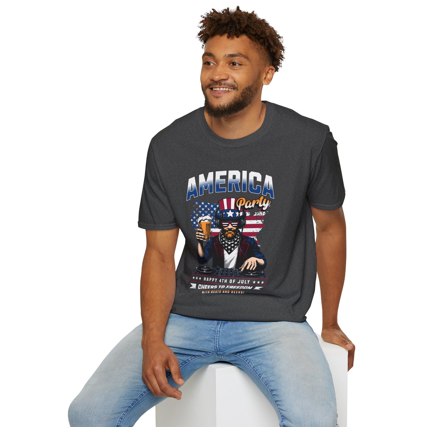American DJ Party Unisex Streetwear T-Shirt | Graphic Design American Tee | DJ Rebel Frequency