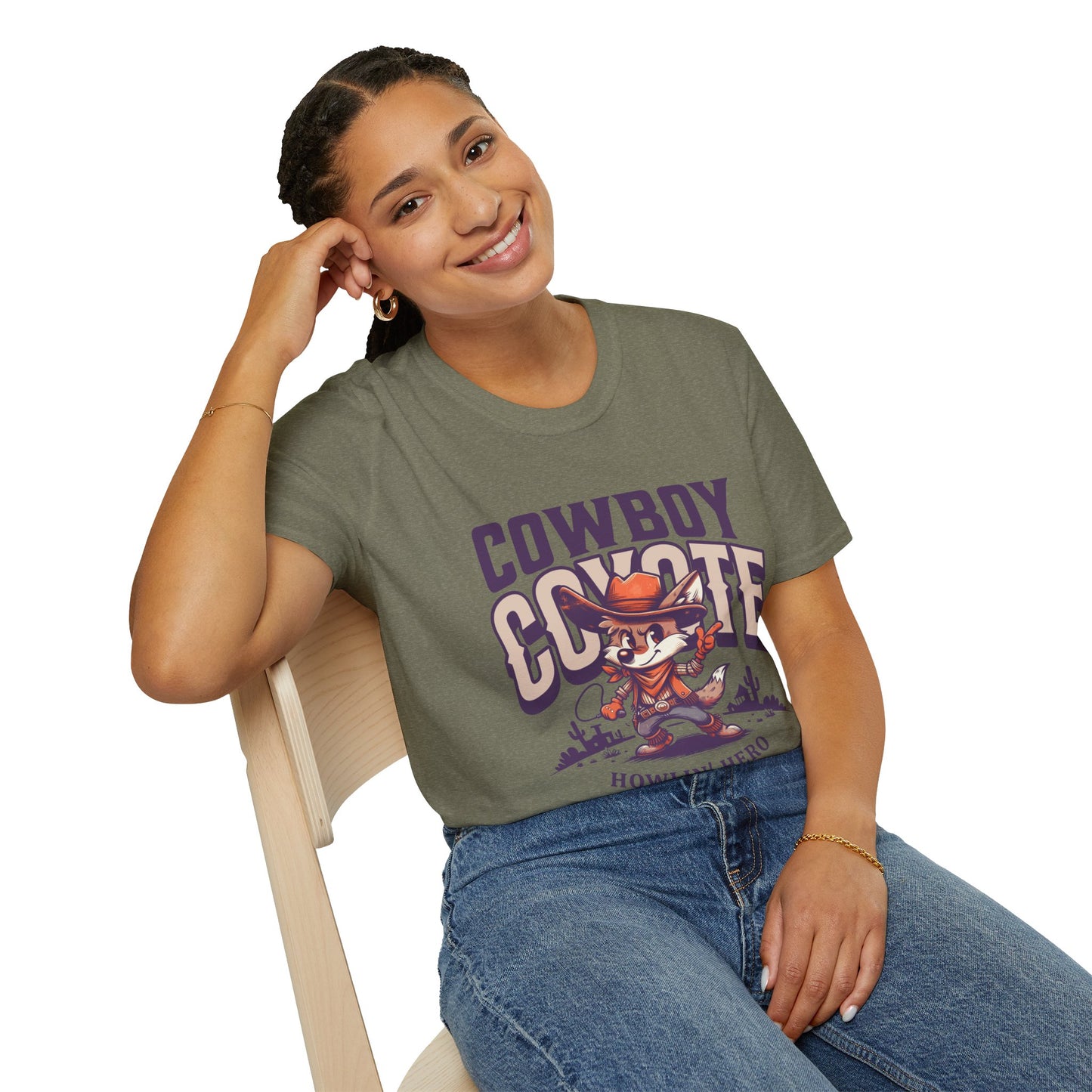 Cowboy Coyote Unisex Streetwear T-Shirt | Cowboy Graphic T-Shirt | Coyote Rebel Frequency