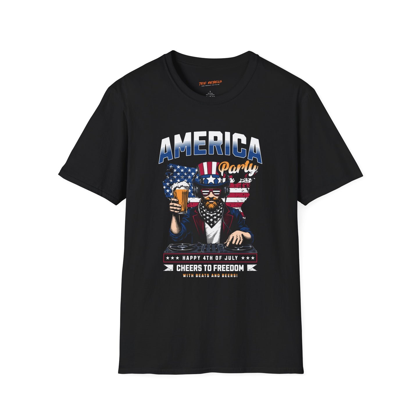 American DJ Party Unisex Streetwear T-Shirt | Graphic Design American Tee | DJ Rebel Frequency