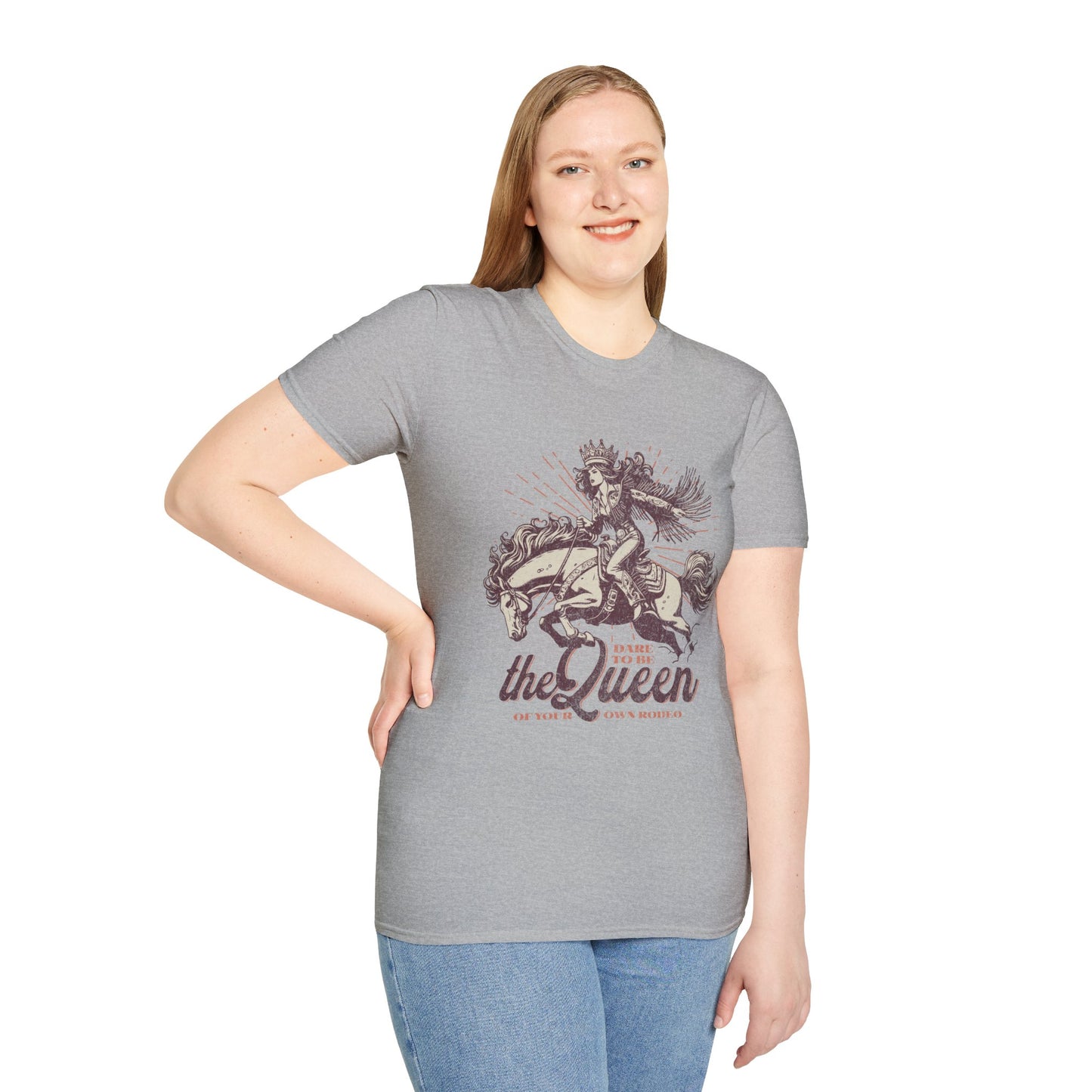 Dare to be the Queen of the Rodeo Unisex Streetwear T-Shirt | American Cowgirl Graphic T-Shirt | Rodeo Rebel Frequency