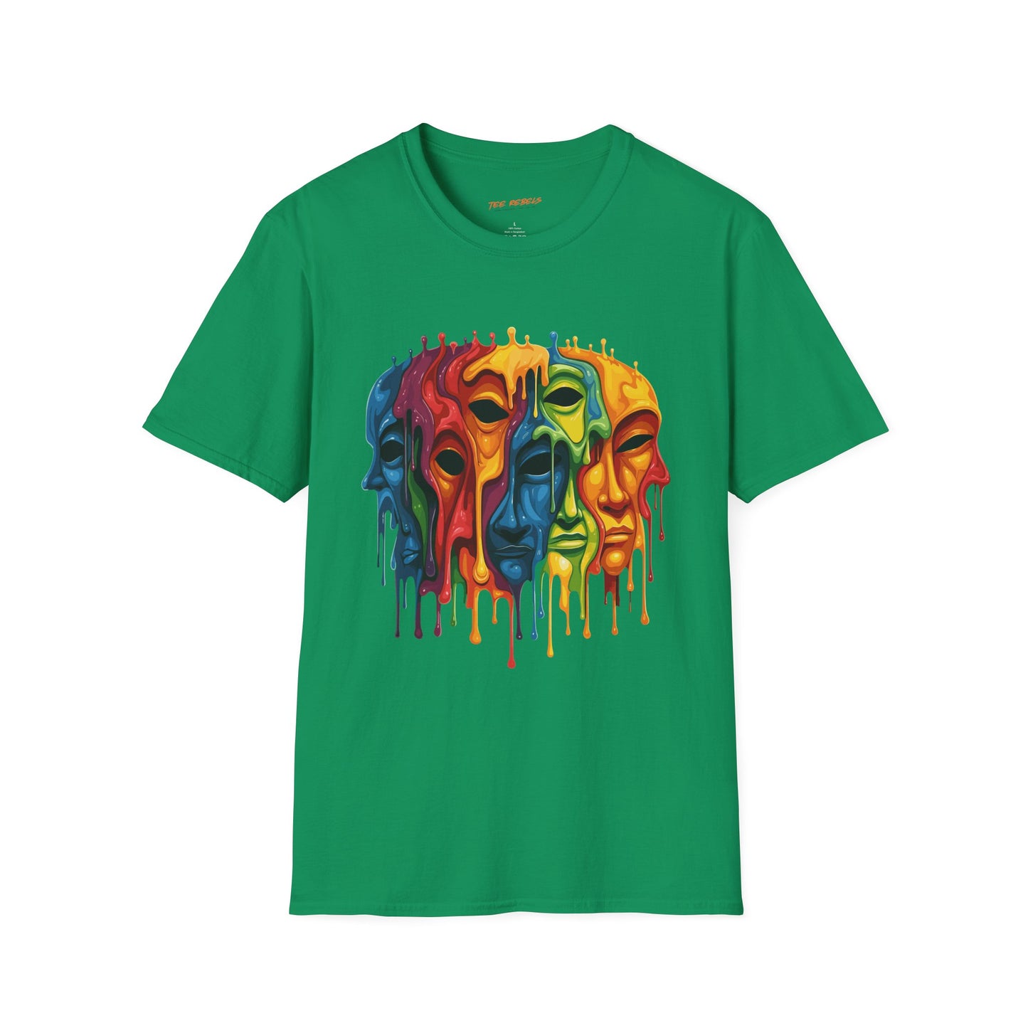 Colorful Artistic Face T-Shirt, Unisex Art Tee, Drippin Faces Art, Molten Faces