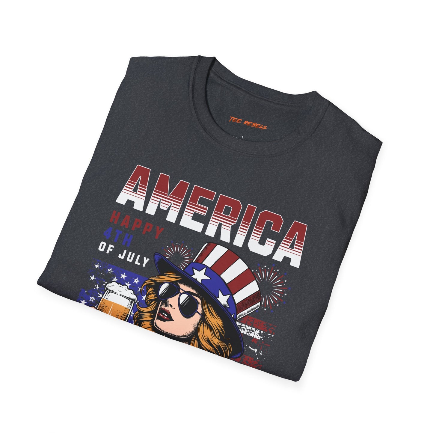 American Blonde Lady Independence Day Unisex Streetwear T-Shirt | America Graphic T-Shirt | Lady Rebel Frequency