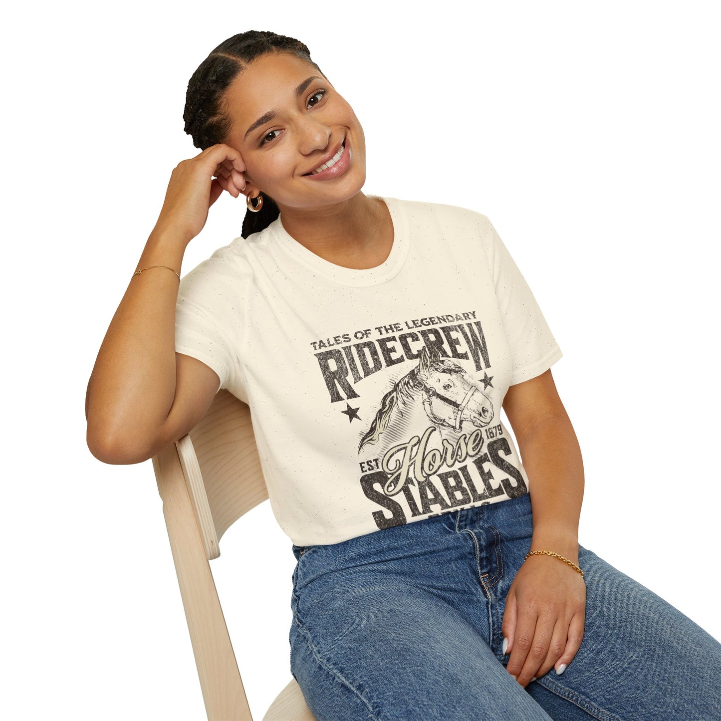 Ridecrew Stables Texas Unisex Streetwear T-Shirt | Horse Graphic T-Shirt | Horse Rebel Frequency