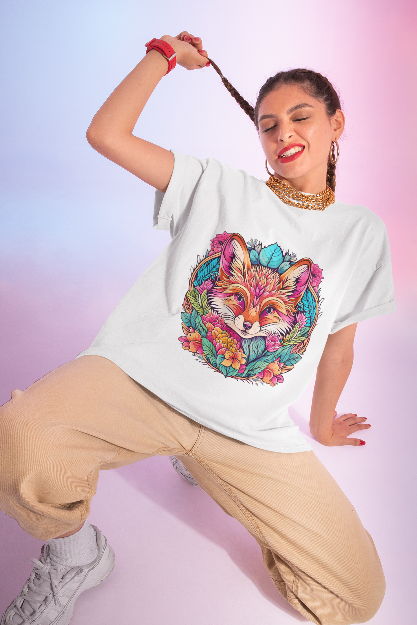 Psychedelic Fox Unisex Softstyle T-Shirt | Fox Rebel Frequency
