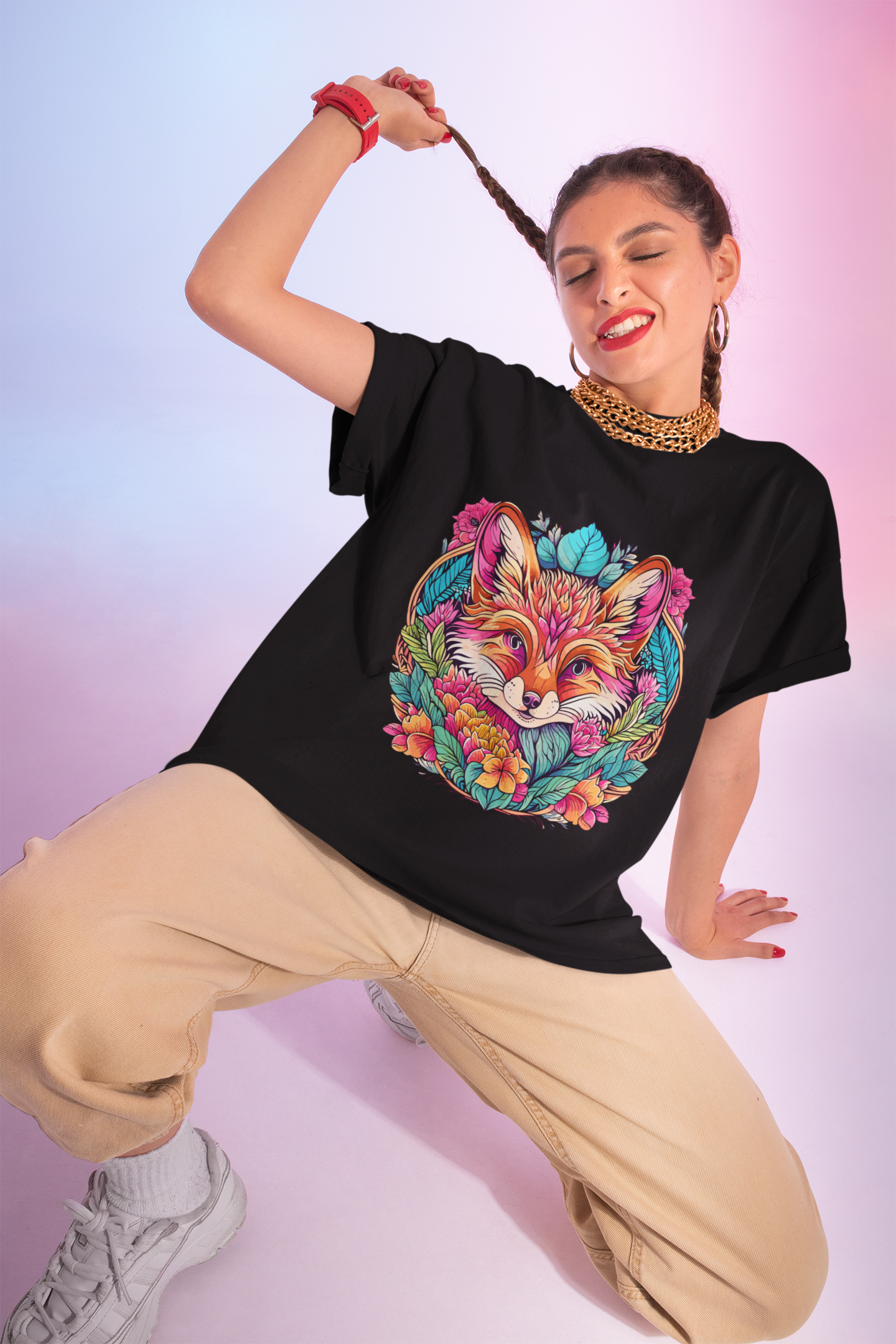 Psychedelic Fox Unisex Softstyle T-Shirt | Fox Rebel Frequency