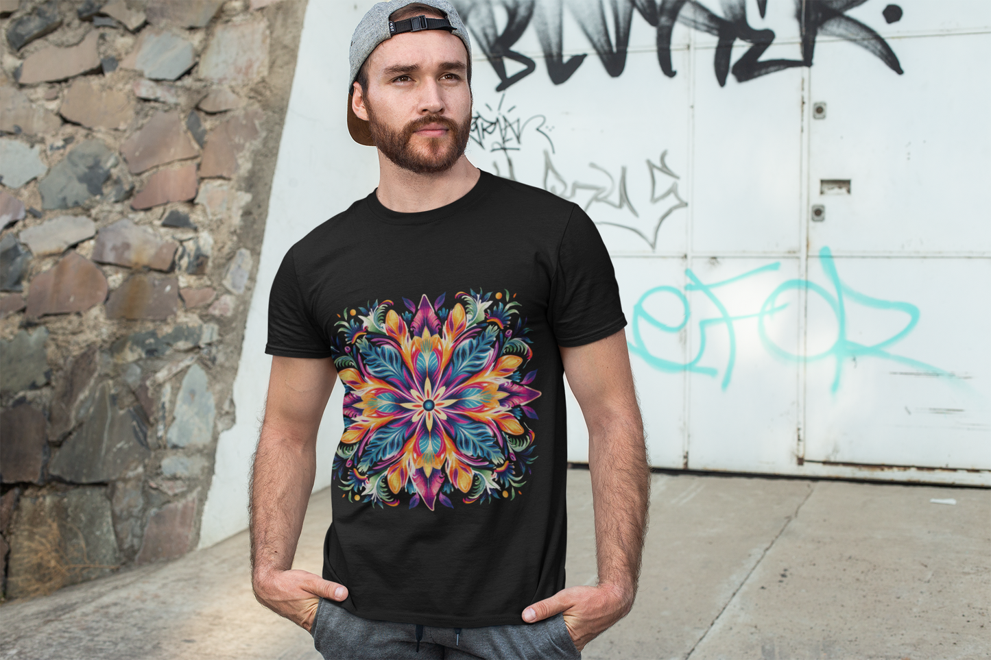 Psychedelic Floral Unisex Softstyle T-Shirt | Floral Rebel Frequency