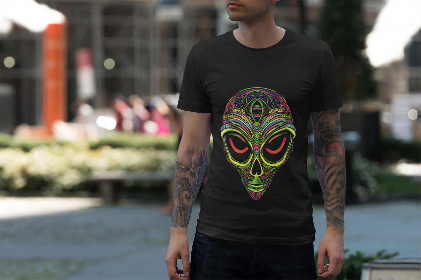 Psychedelic Alien Vibes Unisex T-Shirt | Alien Rebel Frequency