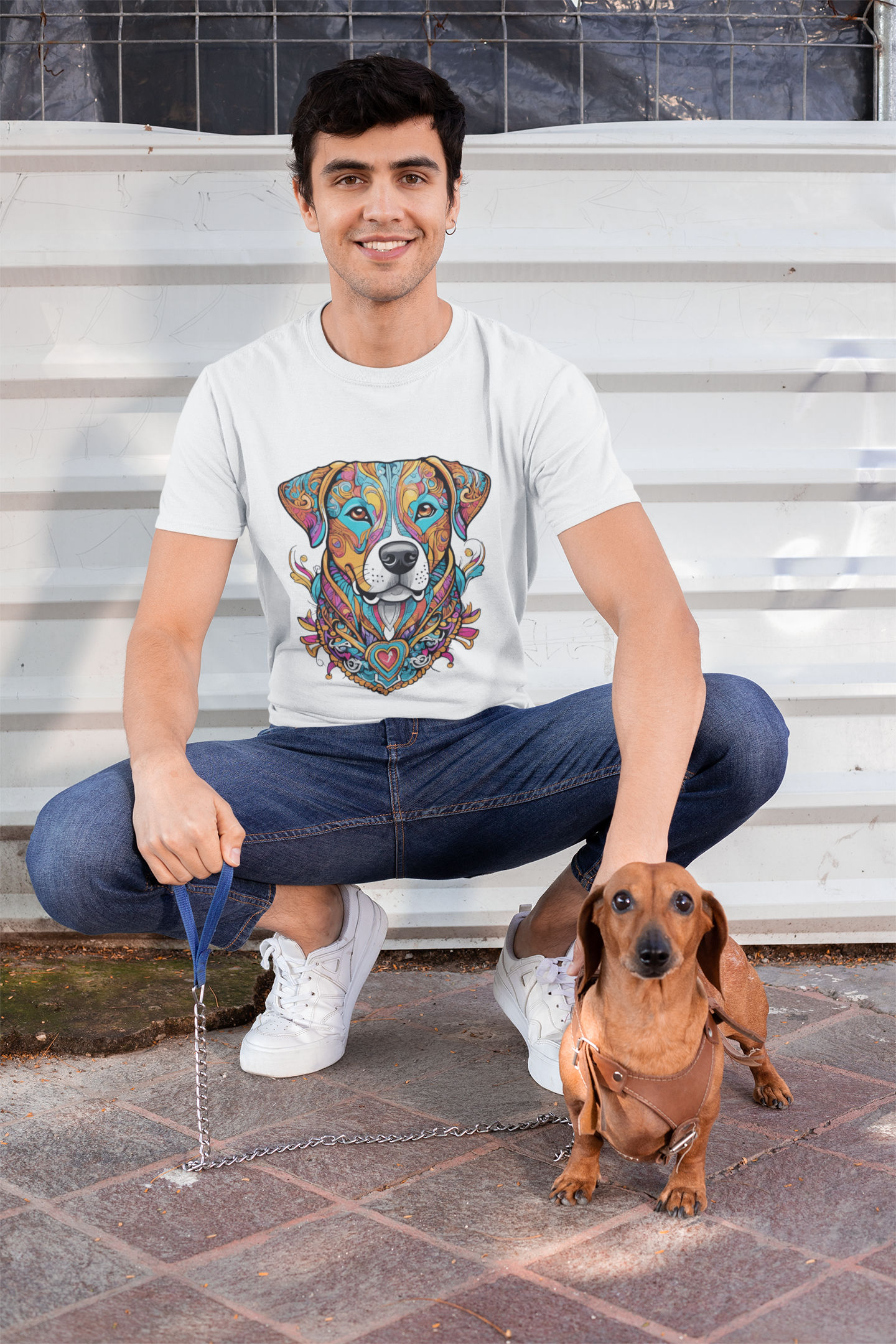 Psychedelic Dog Art Unisex T-Shirt | Dog Rebel Frequency