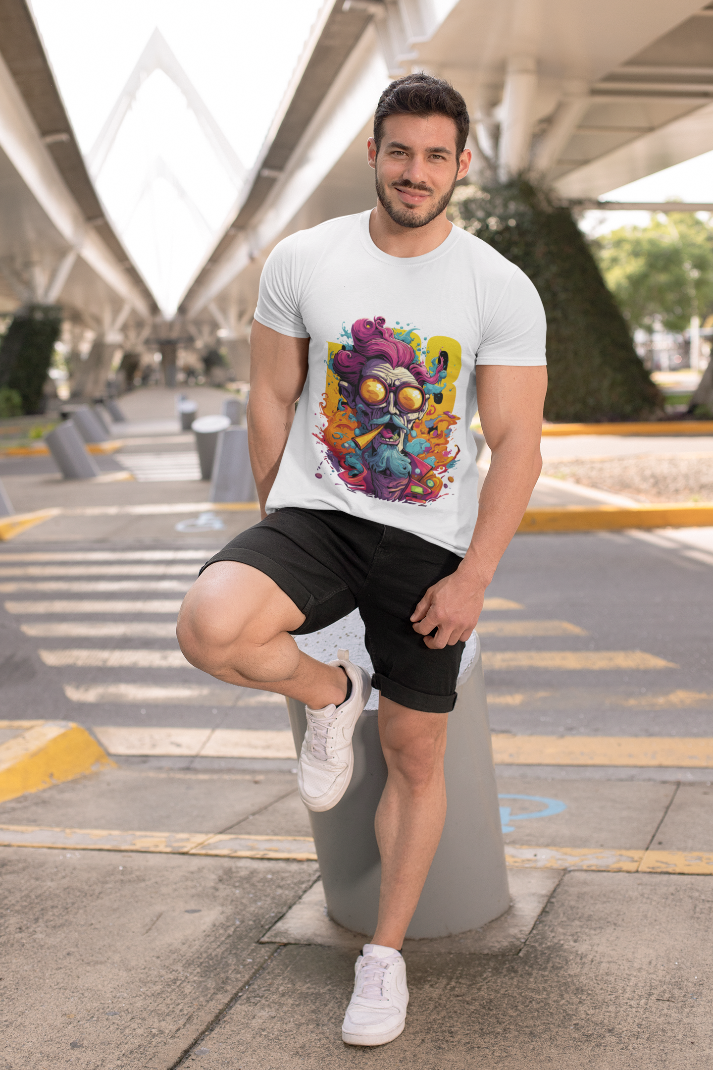 Psychedelic Gramps Smoking Unisex T-Shirt | Gramps Rebel Frequency