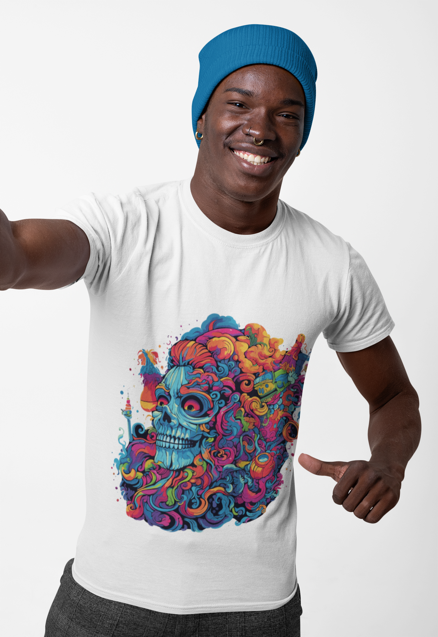 Psychedelic Skull Head Unisex T-Shirt | Skull Rebel Frequency