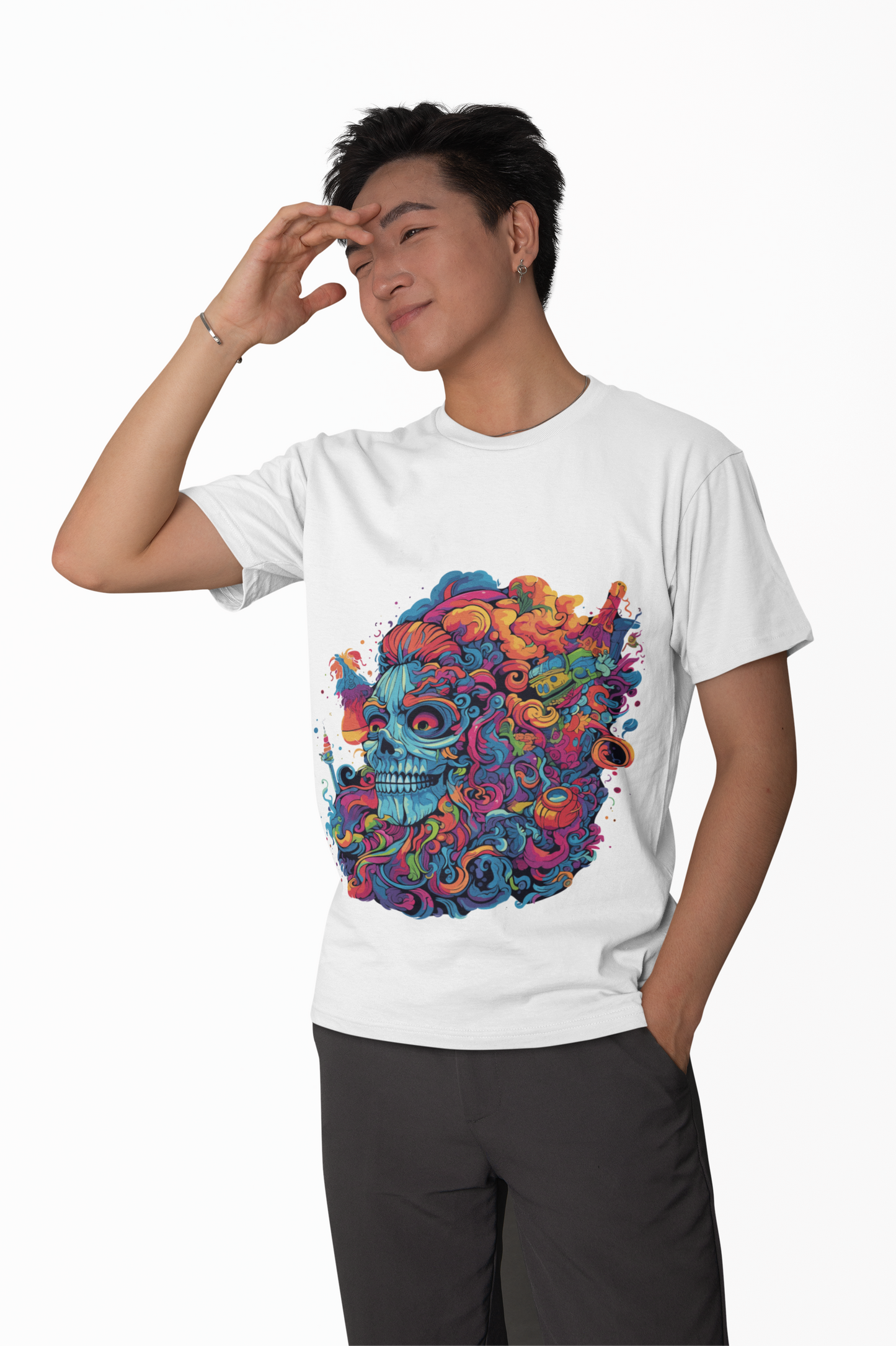 Psychedelic Skull Head Unisex T-Shirt | Skull Rebel Frequency